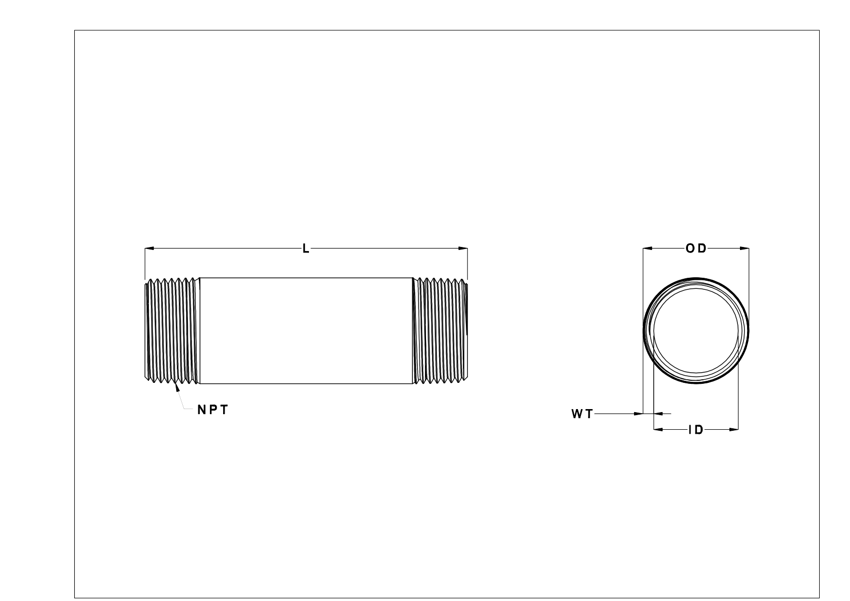 FBDJNDFG Standard-Wall Galvanized Steel Threaded Pipe Nipples and Pipe with Sealant cad drawing