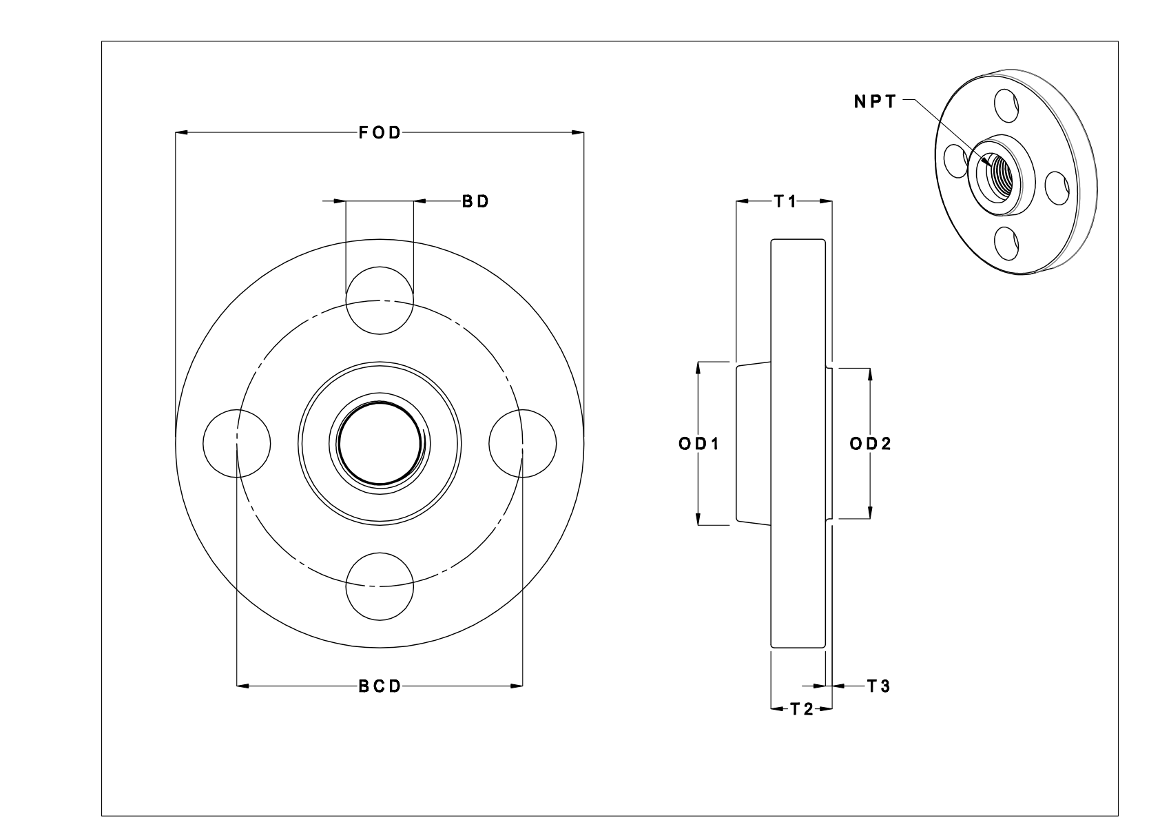 GIAGKECE Bridas roscadas de acero para tubos de media presión cad drawing