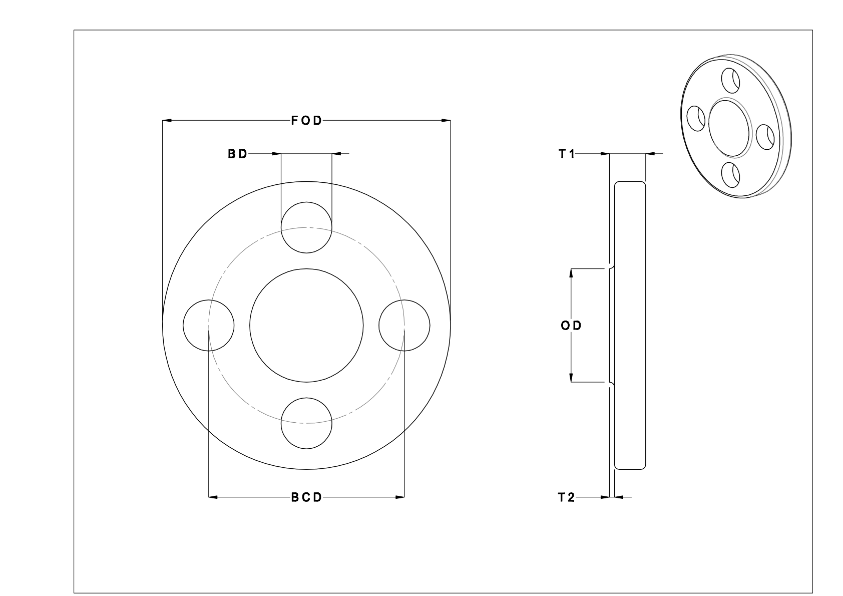 BHFCNBI Bridas de acero para tubos sin roscar de baja presión cad drawing