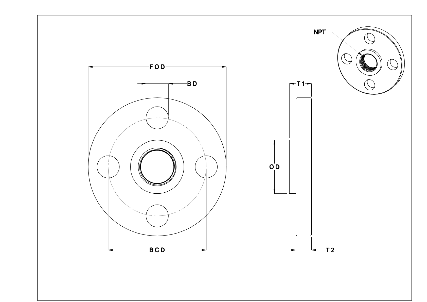 GIBIFKBBF FM 认证的低压铸铁螺纹管法兰 cad drawing