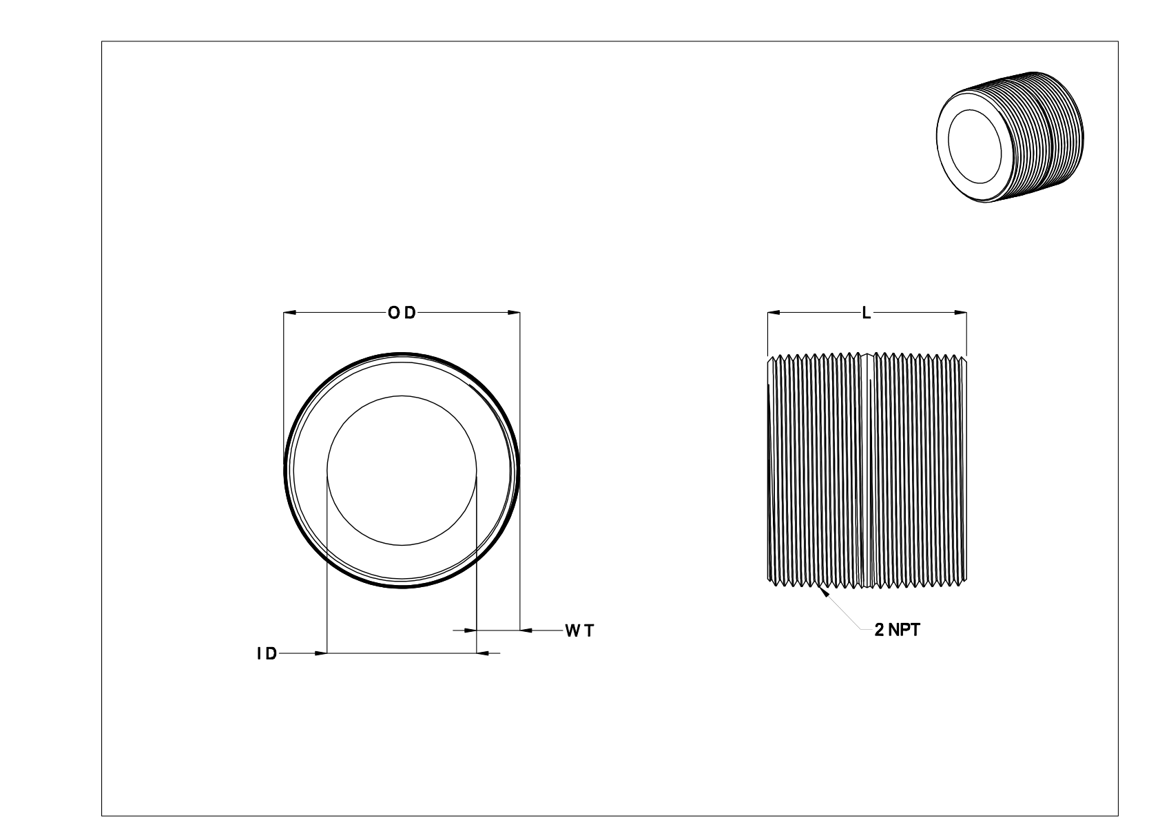 GIFATIE Espigas y tubos roscados de acero de pared supergruesa cad drawing