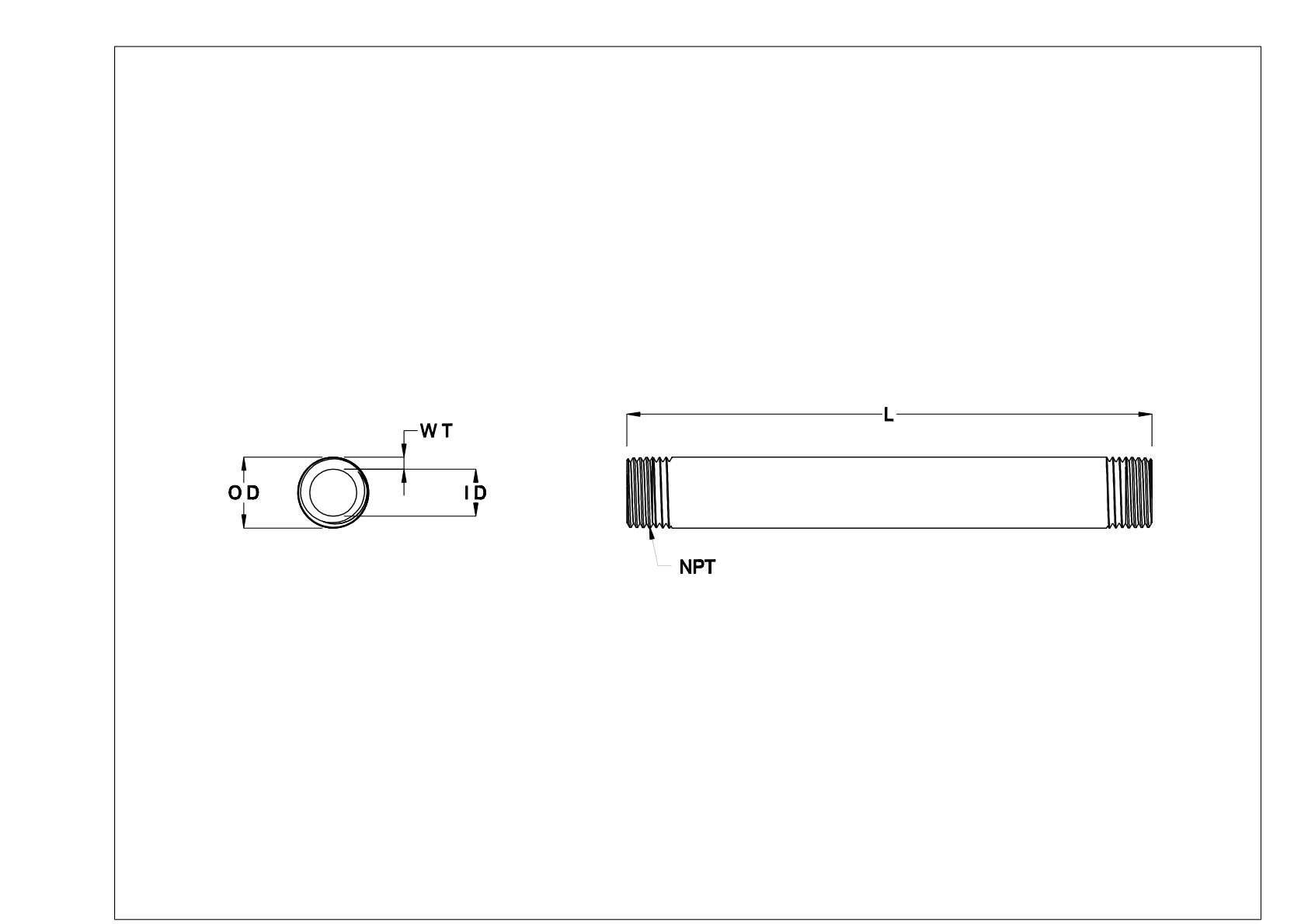 HHDGNCGB Standard-Wall Steel Threaded Pipe Nipples and Pipe with Sealant cad drawing