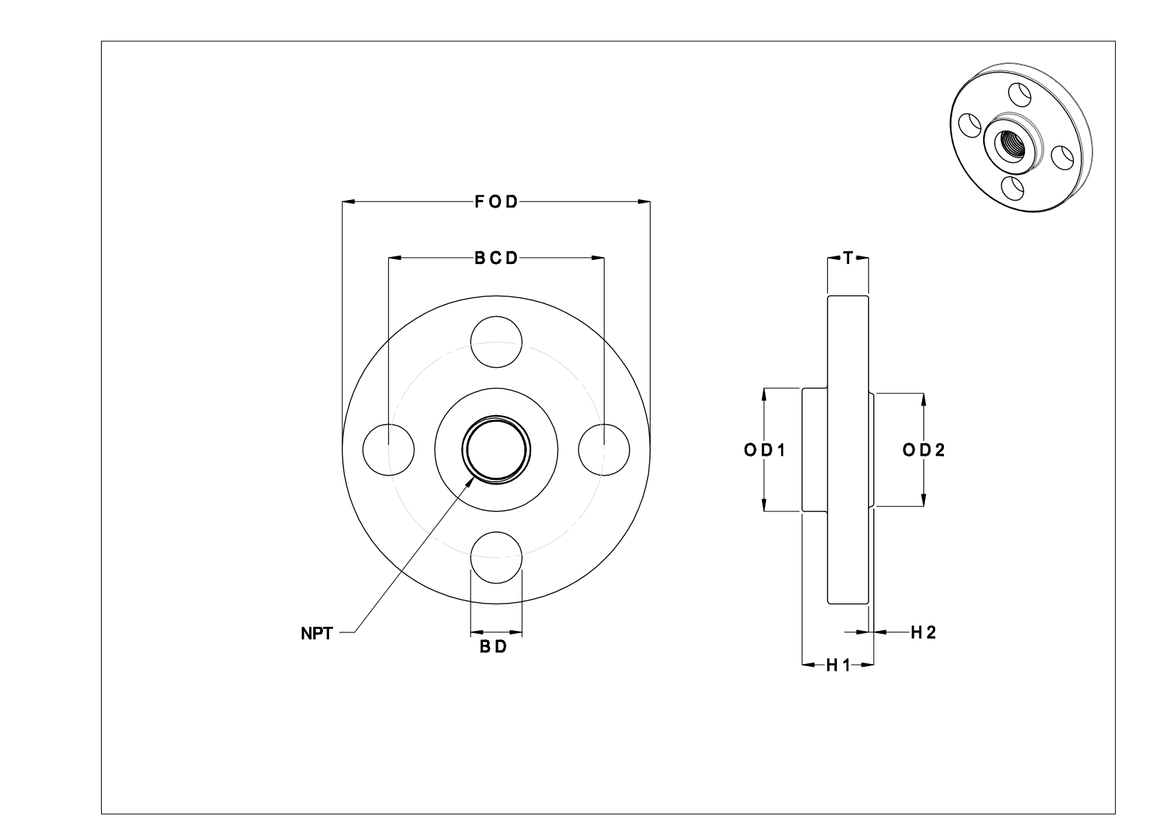 HEGJTDC Bridas roscadas de acero inoxidable para tubos de alta presión cad drawing