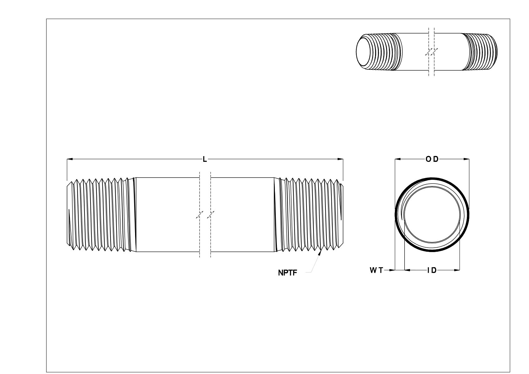 CGEBKHG High-Pressure Plated Brass Threaded Pipe Nipples and Pipe cad drawing