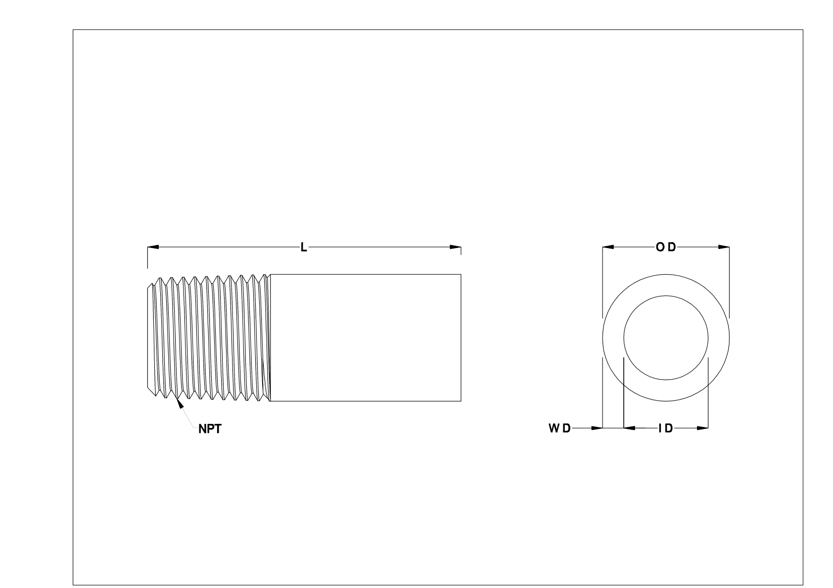 JBFHKBF 标准壁不锈钢螺纹管接头和管道 cad drawing