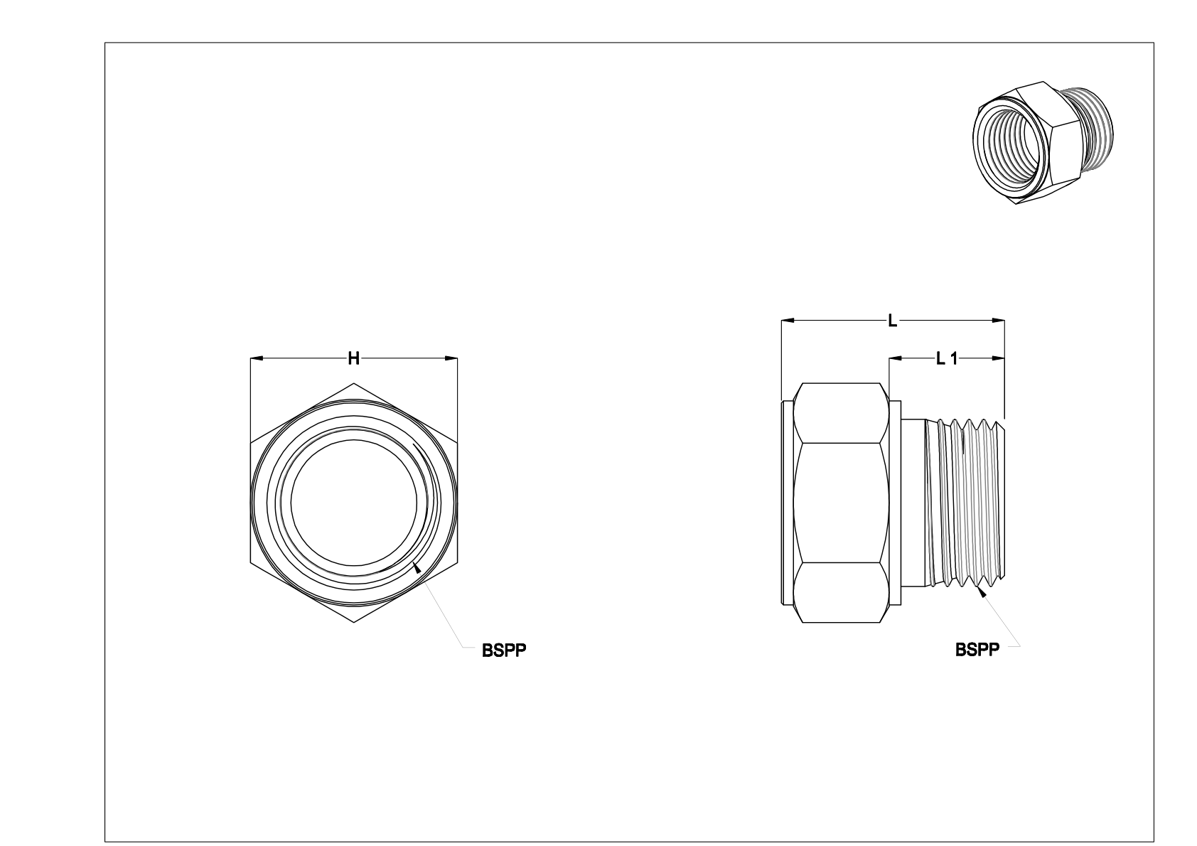 JEJBNBCG Medium-Pressure Plated Brass Threaded Pipe Fittings cad drawing