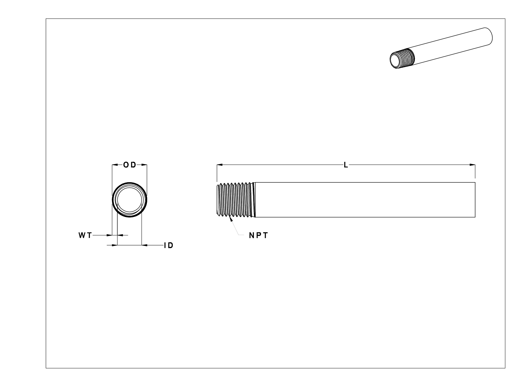 JFIAKFF Espigas y tubos roscados de latón de pared estándar cad drawing