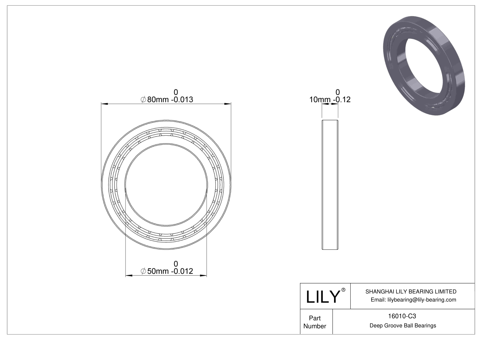 16010-C3 Narrow Section Ball Bearings (16000, 16100) cad drawing