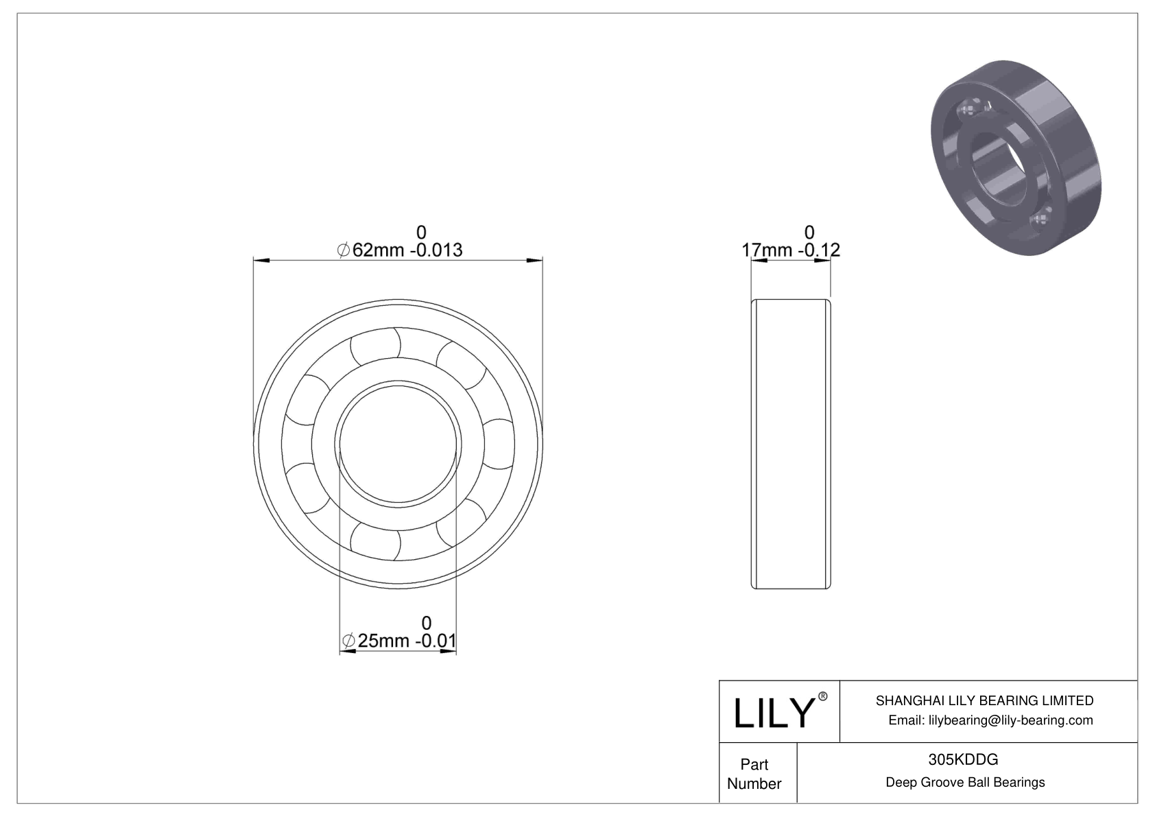 305KDDG Fafnir Deep Groove Ball Bearings (9100K, 200K, 300K) cad drawing