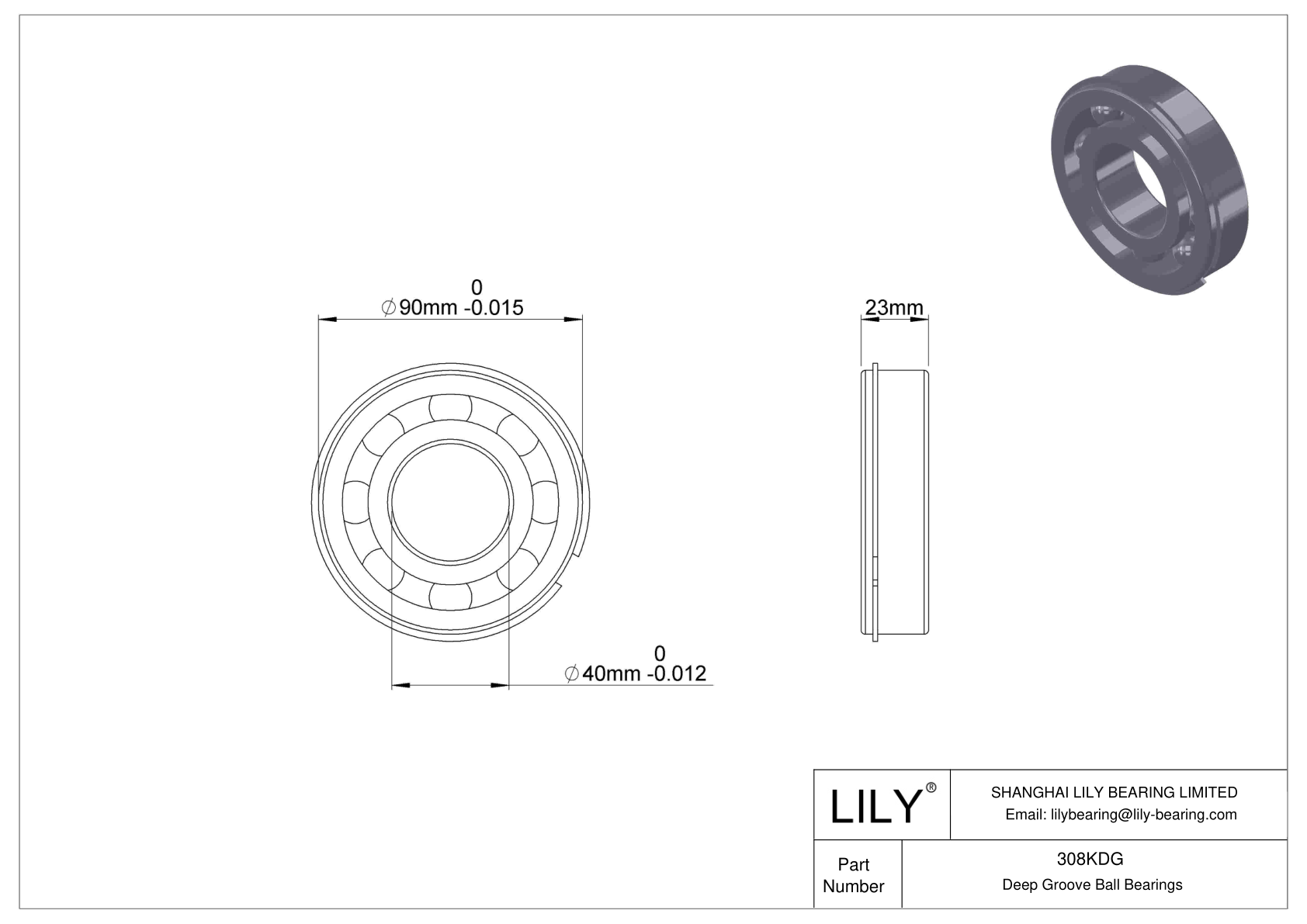 308KDG Fafnir Deep Groove Ball Bearings (9100K, 200K, 300K) cad drawing