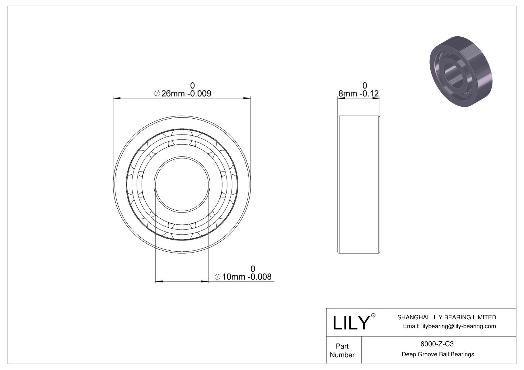 6000-Z-C3 深沟球轴承（6000、6200、6300、6400） cad drawing