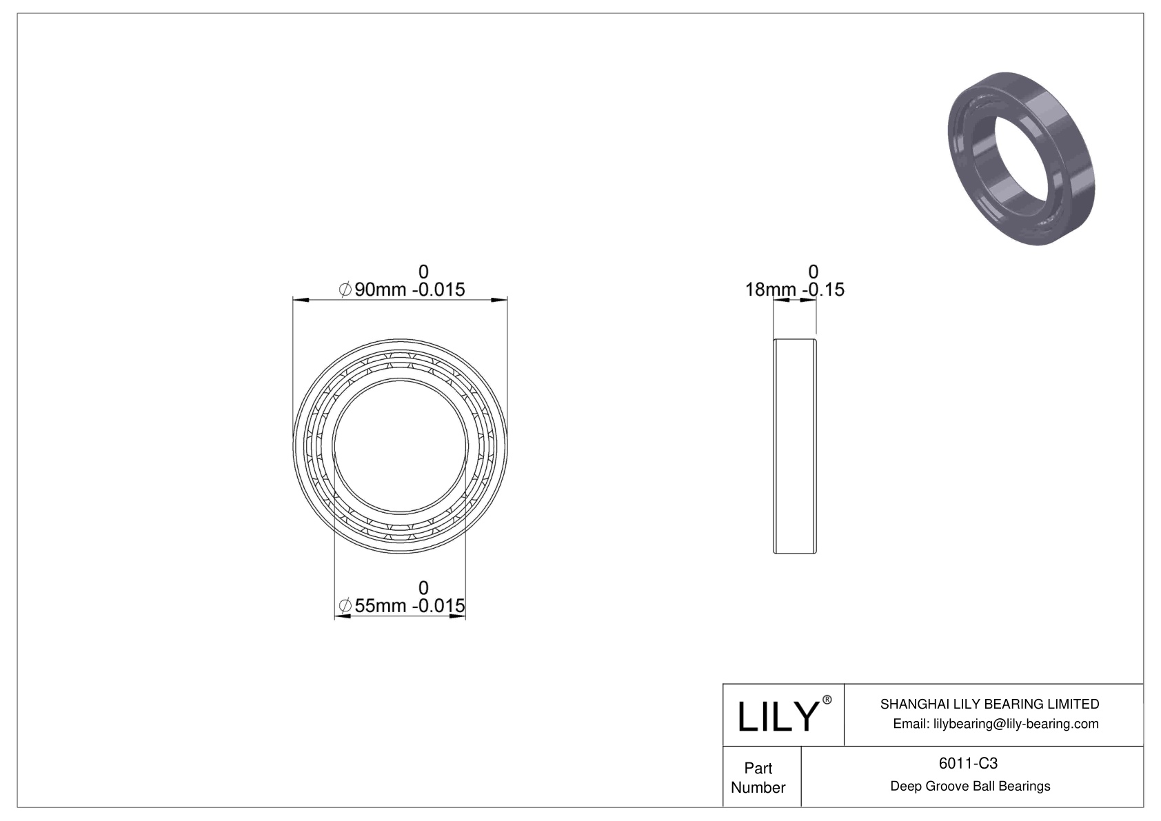 6011-C3 通用深沟球轴承 cad drawing