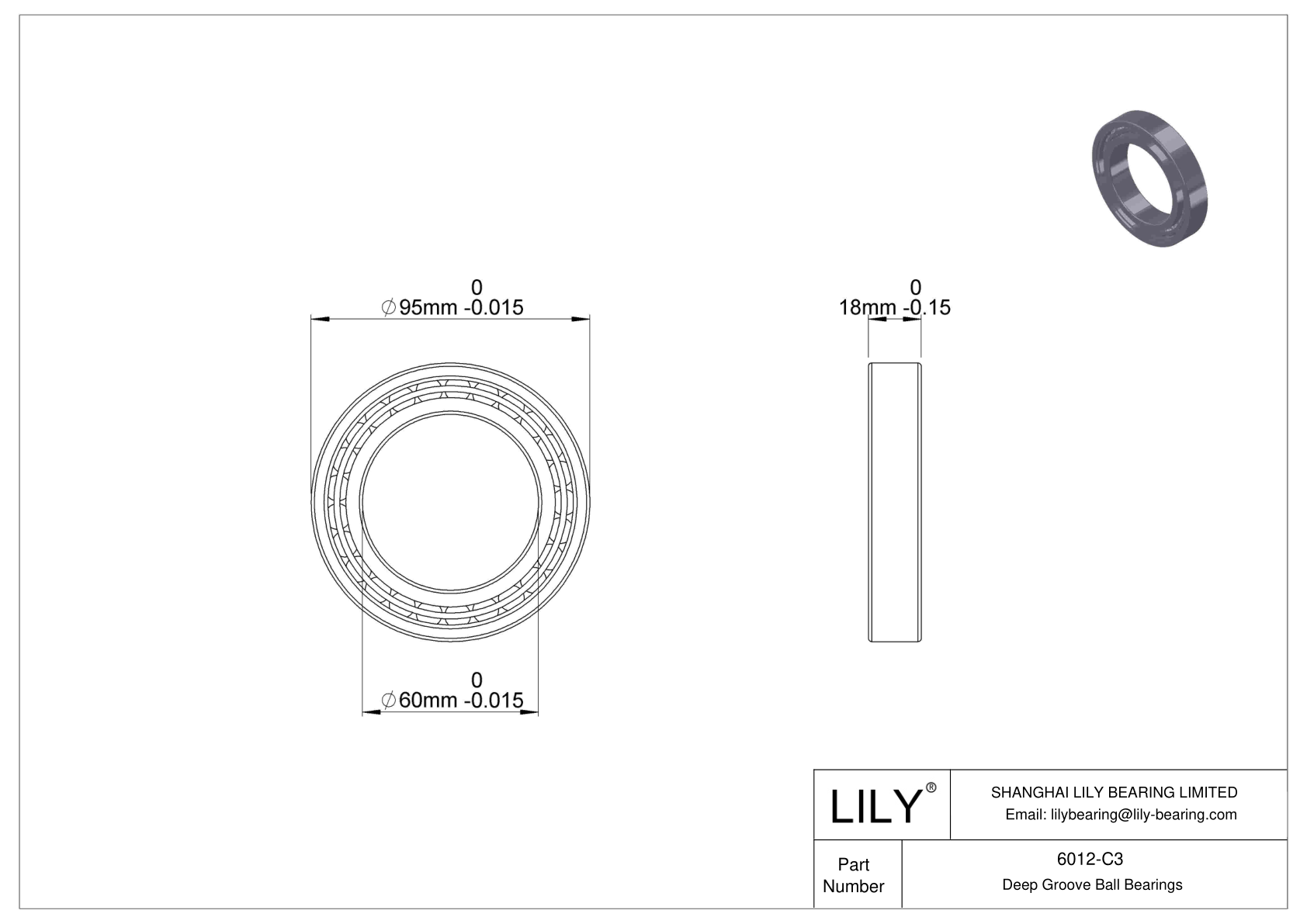 6012-C3 高温轴承 cad drawing