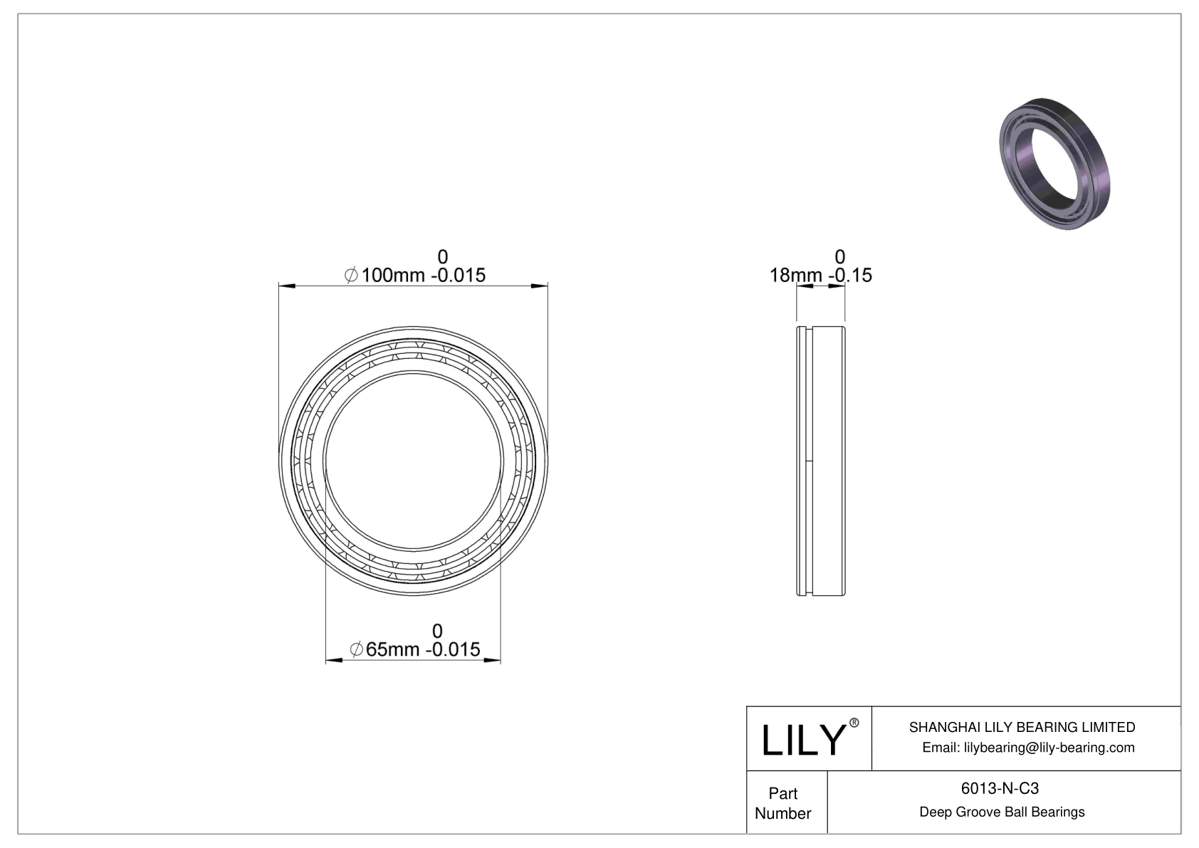 6013-N-C3 Deep Groove Ball Bearings (6000, 6200, 6300, 6400) cad drawing