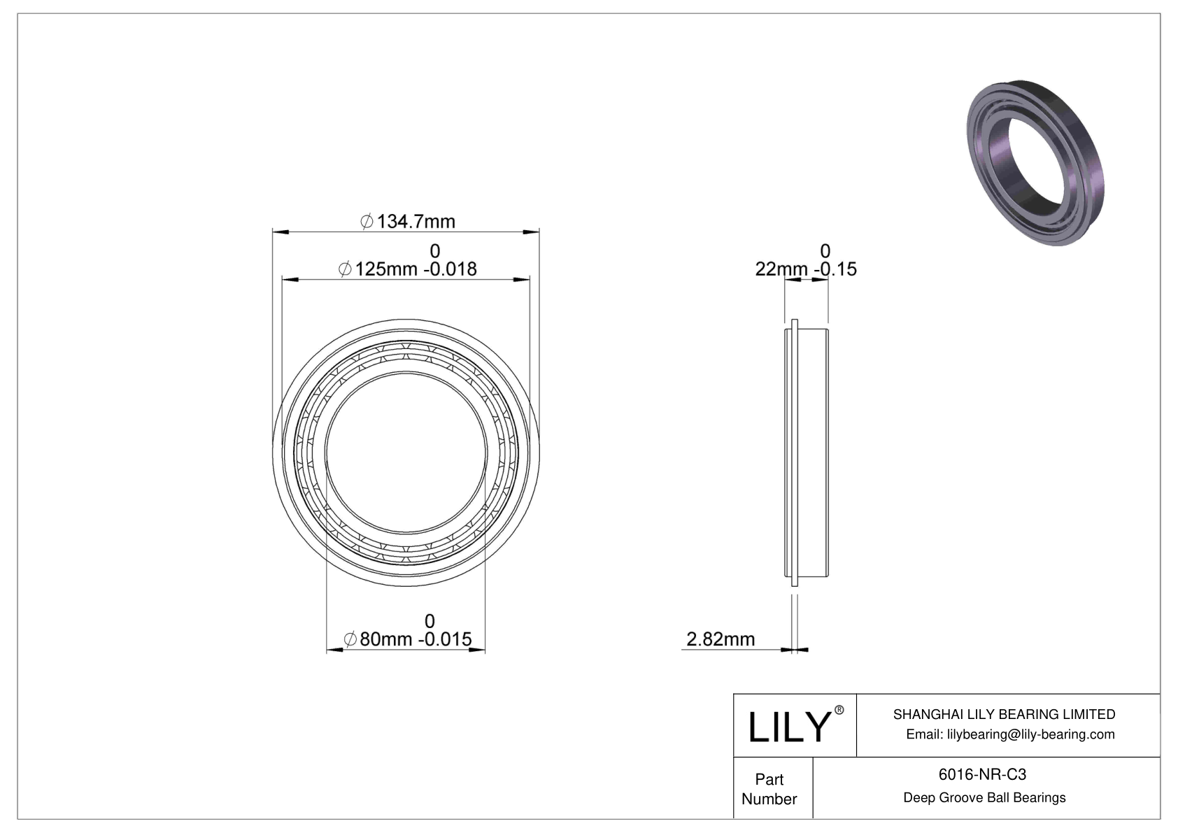 6016-NR-C3 Deep Groove Ball Bearings (6000, 6200, 6300, 6400) cad drawing