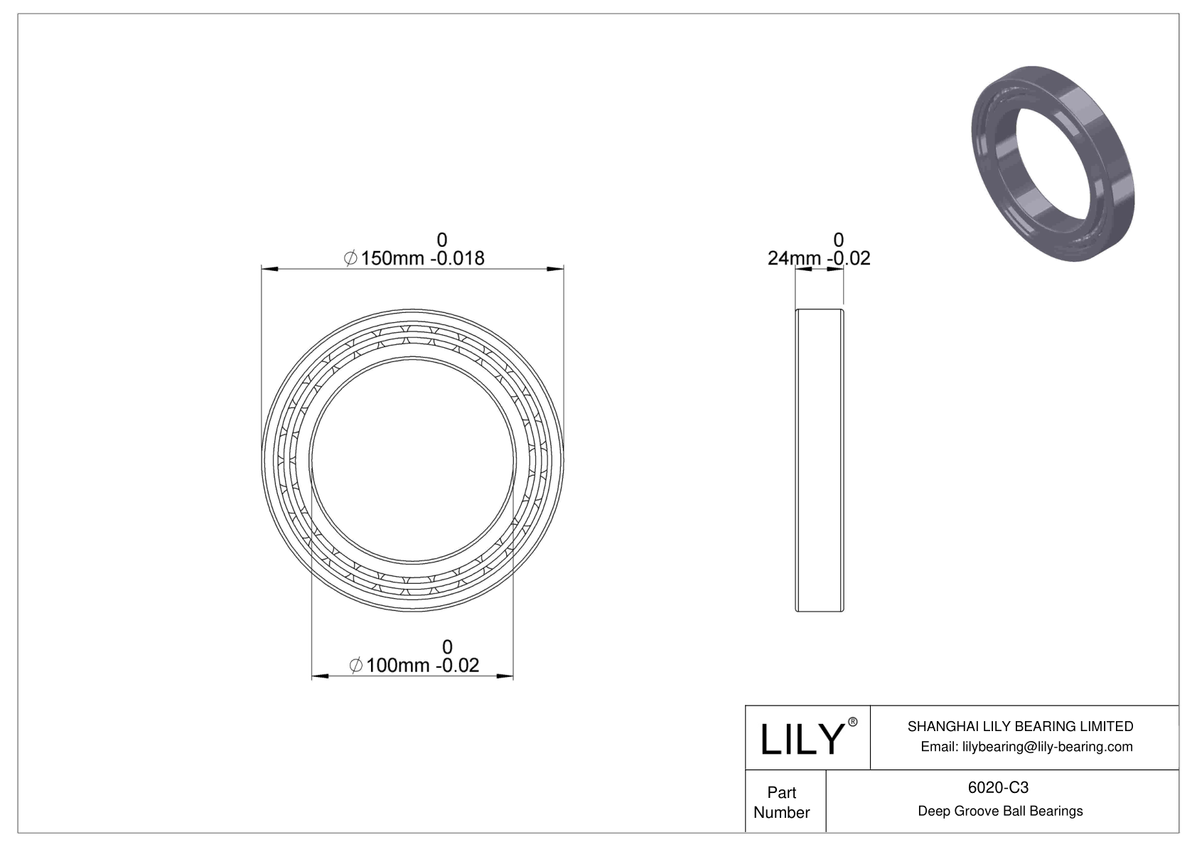 6020-C3 高温轴承 cad drawing