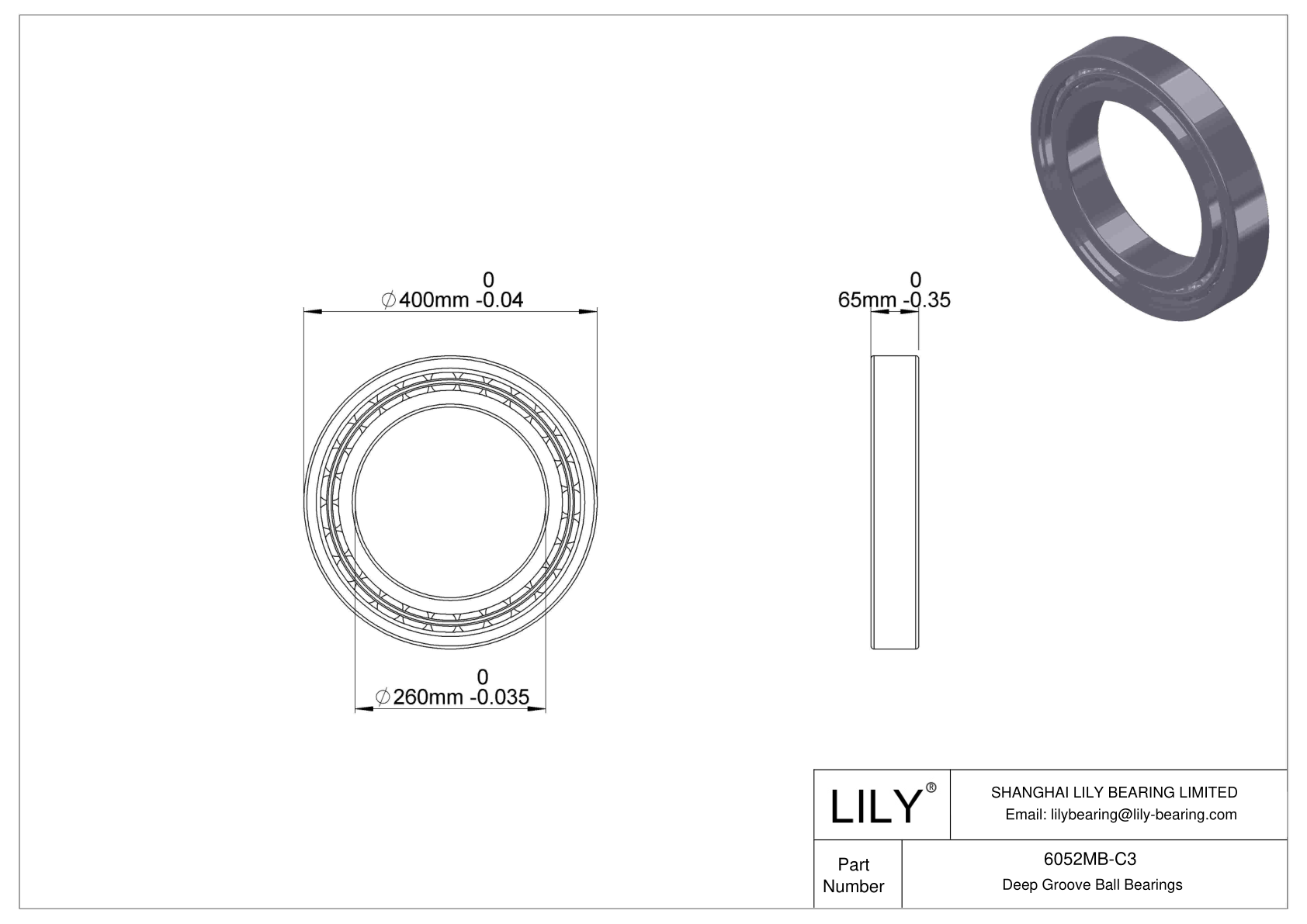 6052MB-C3 深沟球轴承（6000、6200、6300、6400） cad drawing