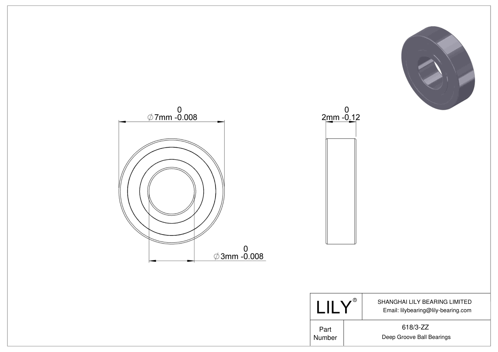 618/3-ZZ 微型球轴承（600、610、620、630） cad drawing