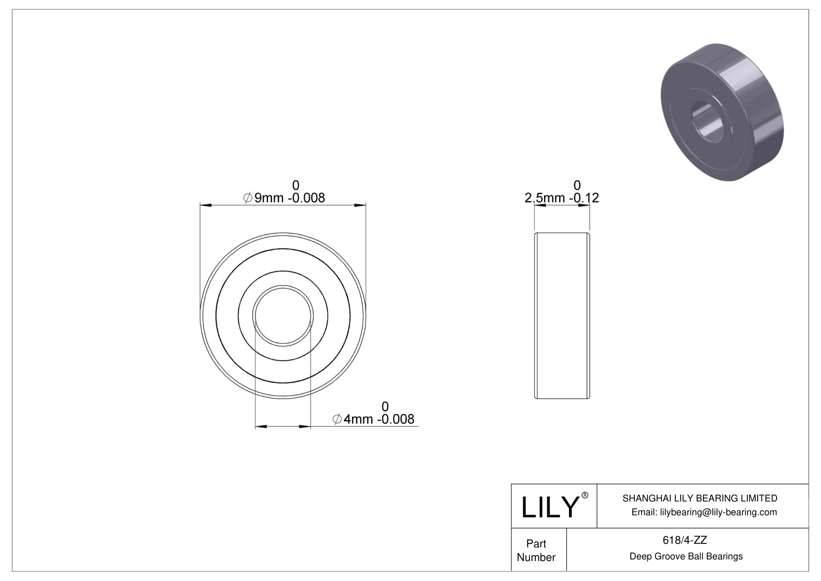 618/4-ZZ 微型球轴承（600、610、620、630） cad drawing