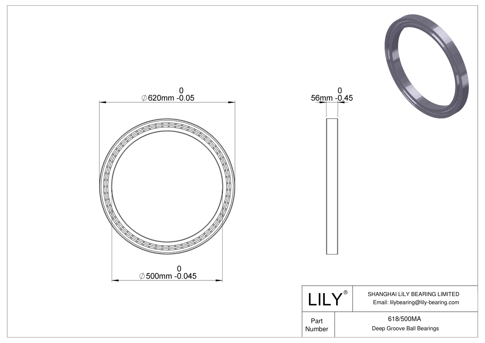 618/500MA Thin Section Ball Bearings (61800, 61900) cad drawing