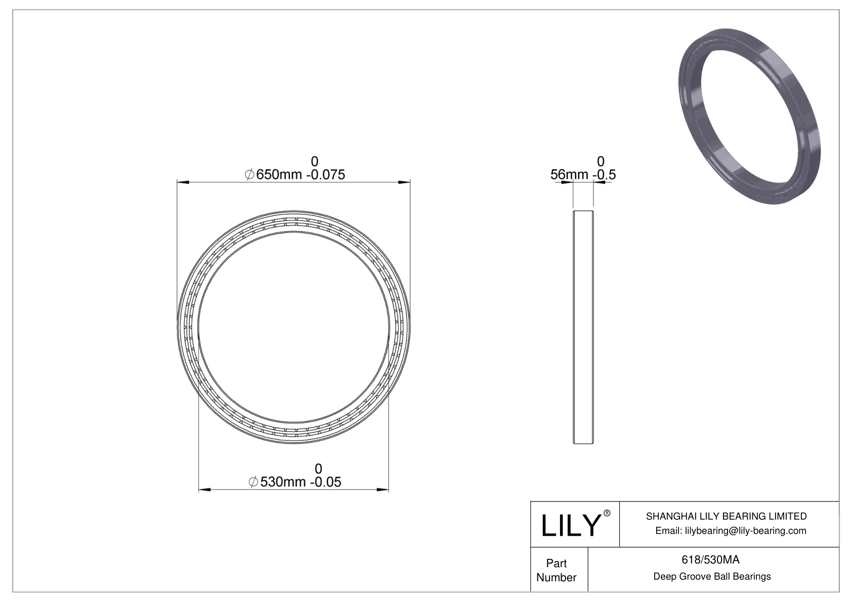 618/530MA Thin Section Ball Bearings (61800, 61900) cad drawing