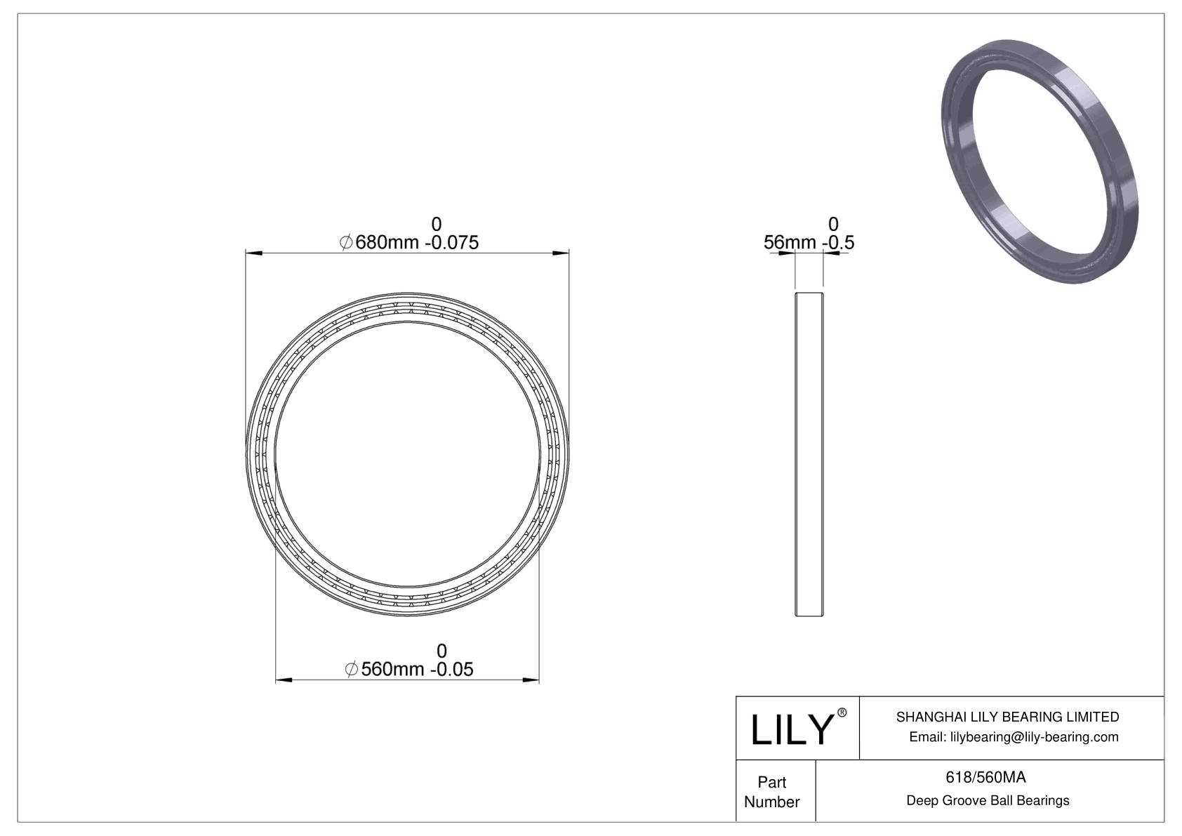 618/560MA Thin Section Ball Bearings (61800, 61900) cad drawing