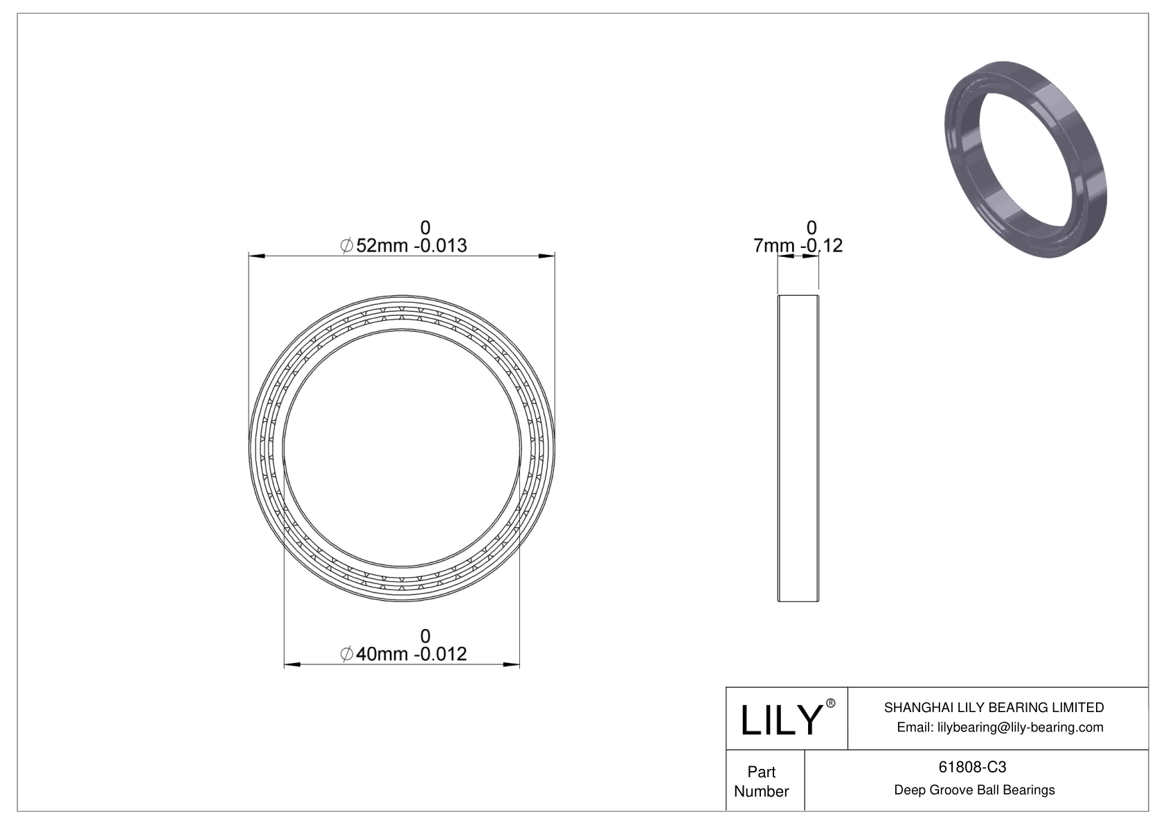 61808-C3 Rodamientos de Bolas de Sección Fina (61800, 61900) cad drawing