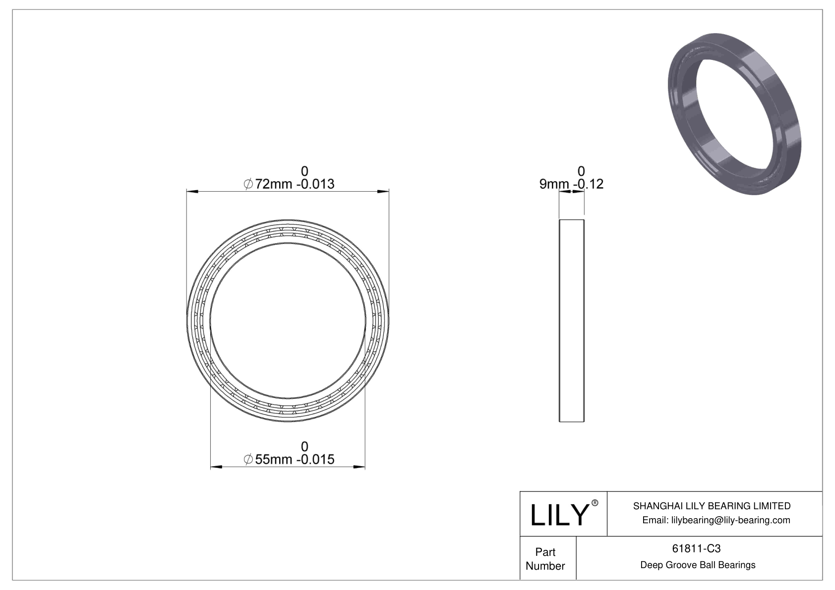 61811-C3 薄壁球轴承（61800、61900） cad drawing