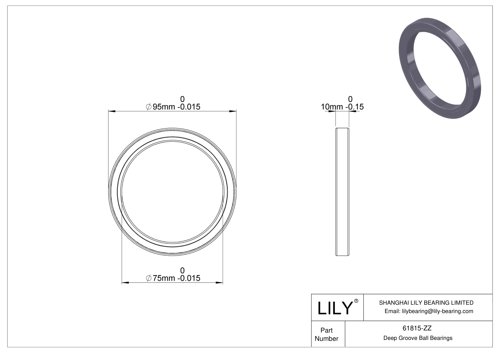 61815-ZZ 薄壁球轴承（61800、61900） cad drawing