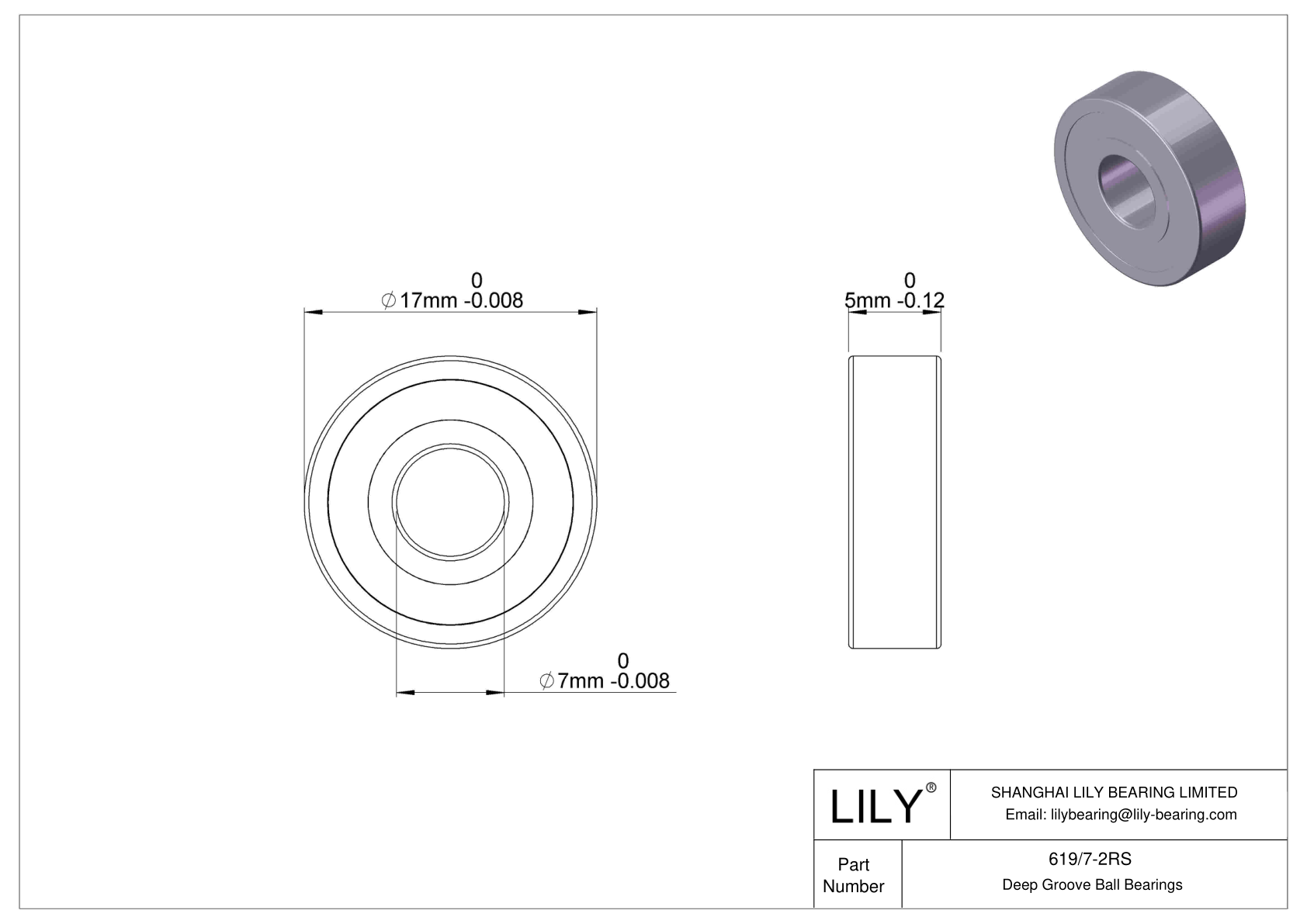 619/7-2RS Rodamientos de bolas miniatura (600, 610, 620, 630) cad drawing