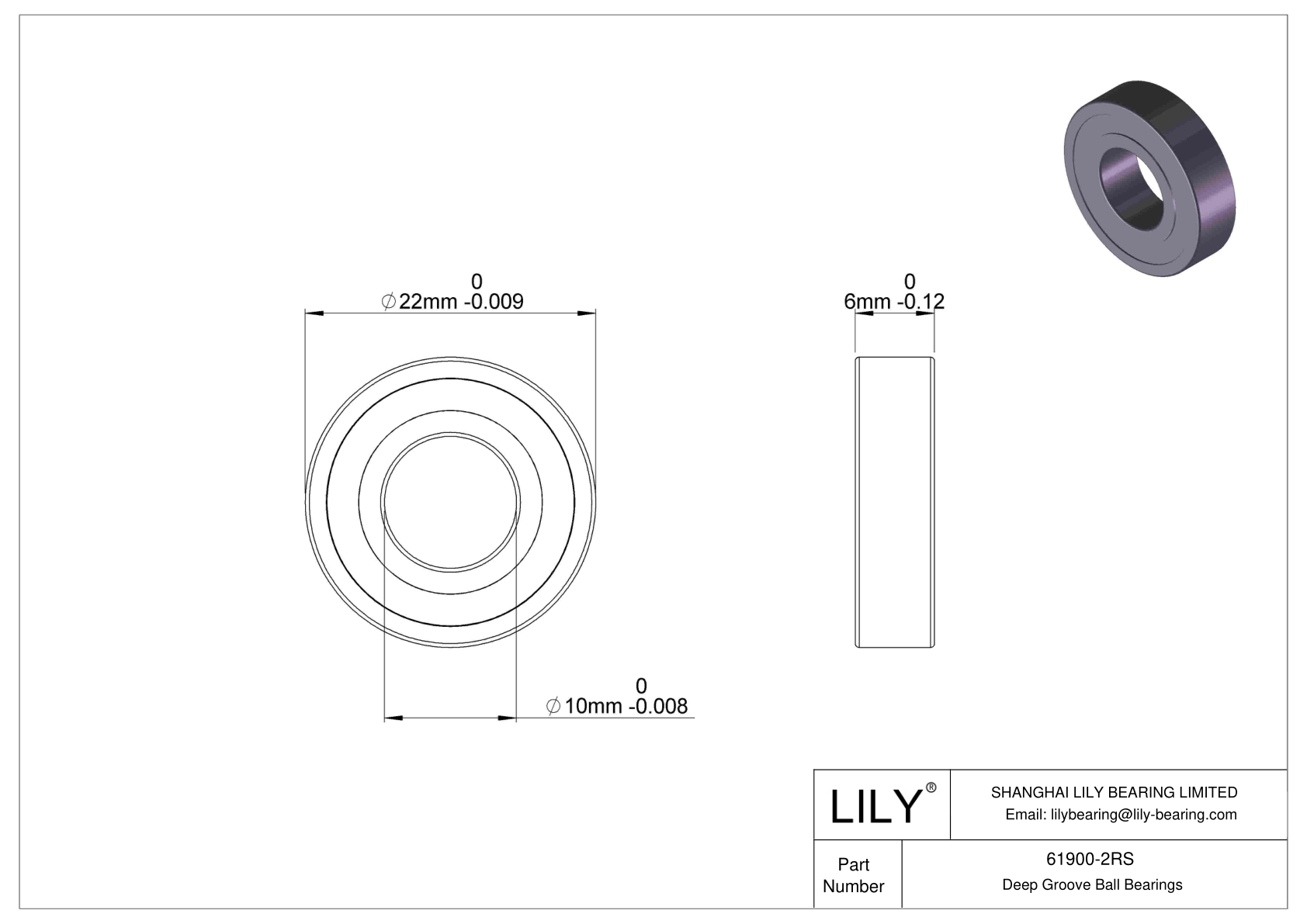 61900-2RS Rodamientos de Bolas de Sección Fina (61800, 61900) cad drawing