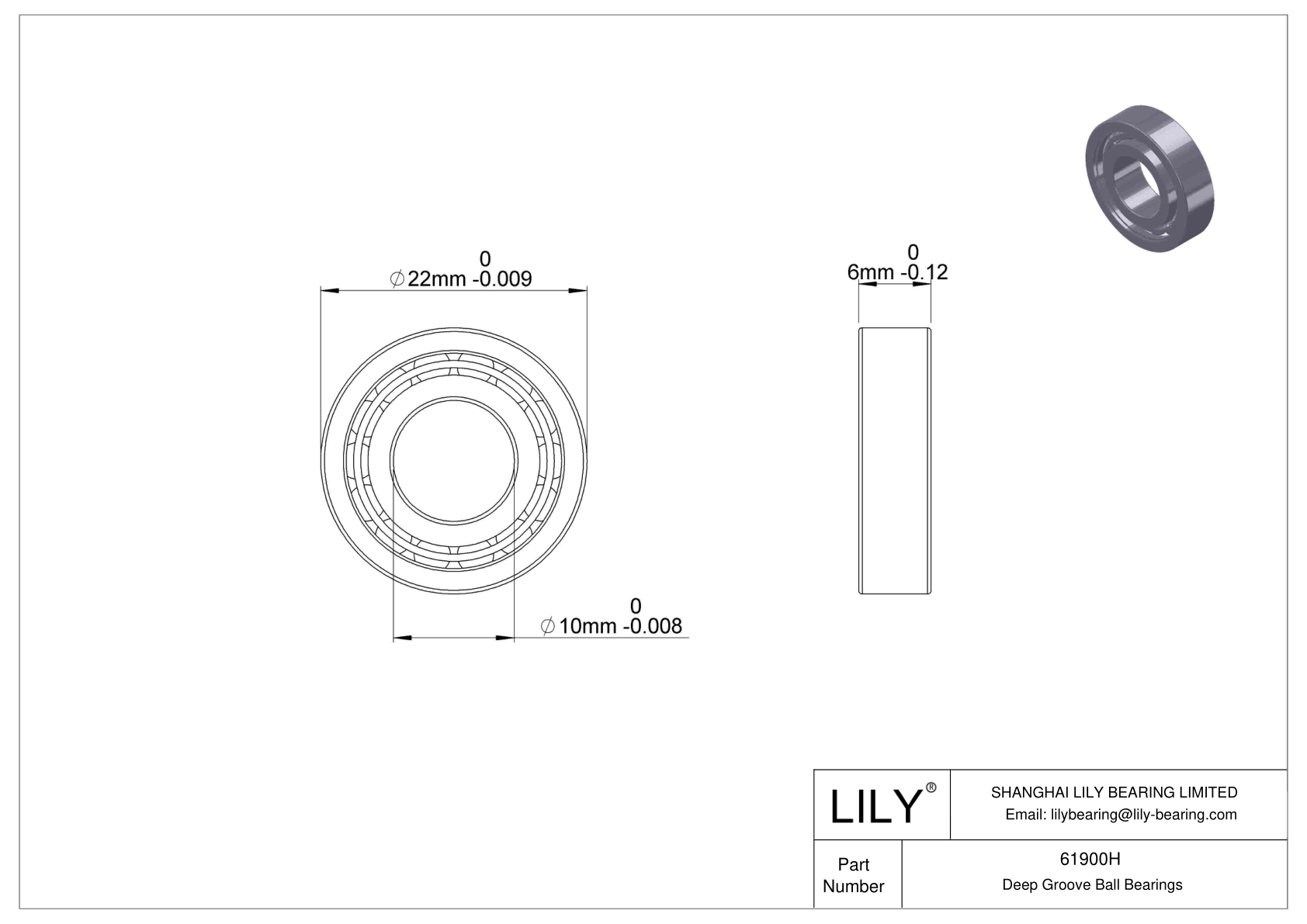 61900H 耐腐蚀深沟球轴承 cad drawing