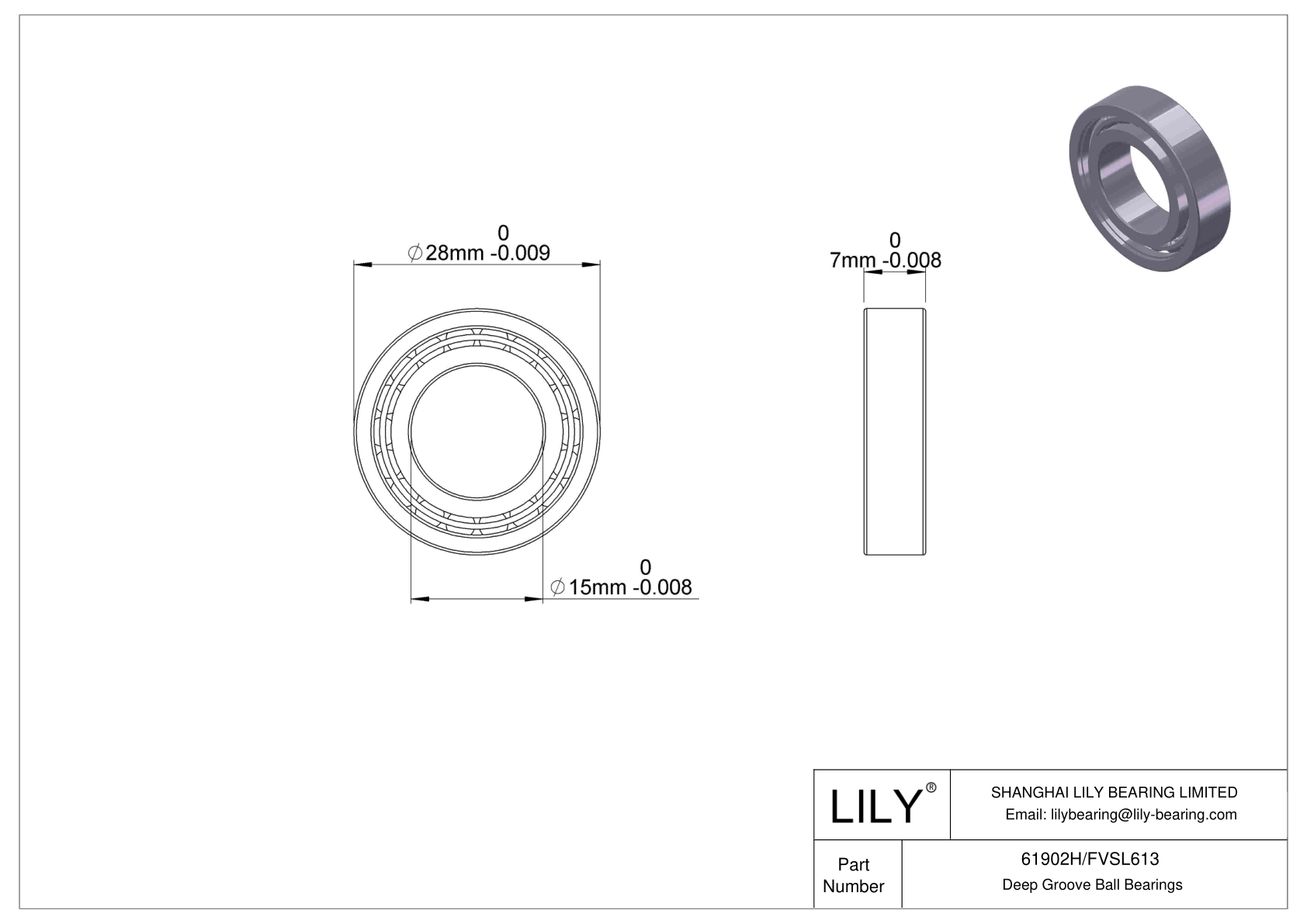 61902H/FVSL613 耐腐蚀深沟球轴承 cad drawing