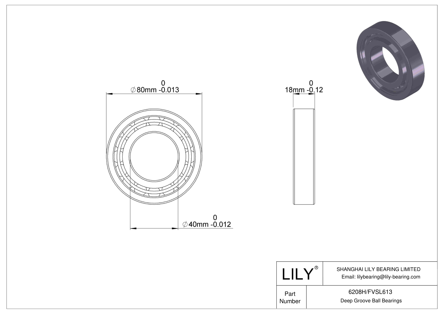 6208H/FVSL613 耐腐蚀深沟球轴承 cad drawing