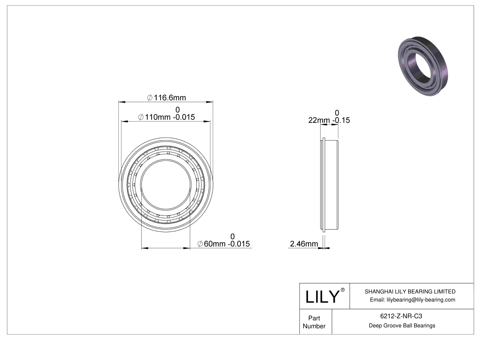 6212-Z-NR-C3 Rodamientos rígidos a bolas (6000, 6200, 6300, 6400) cad drawing