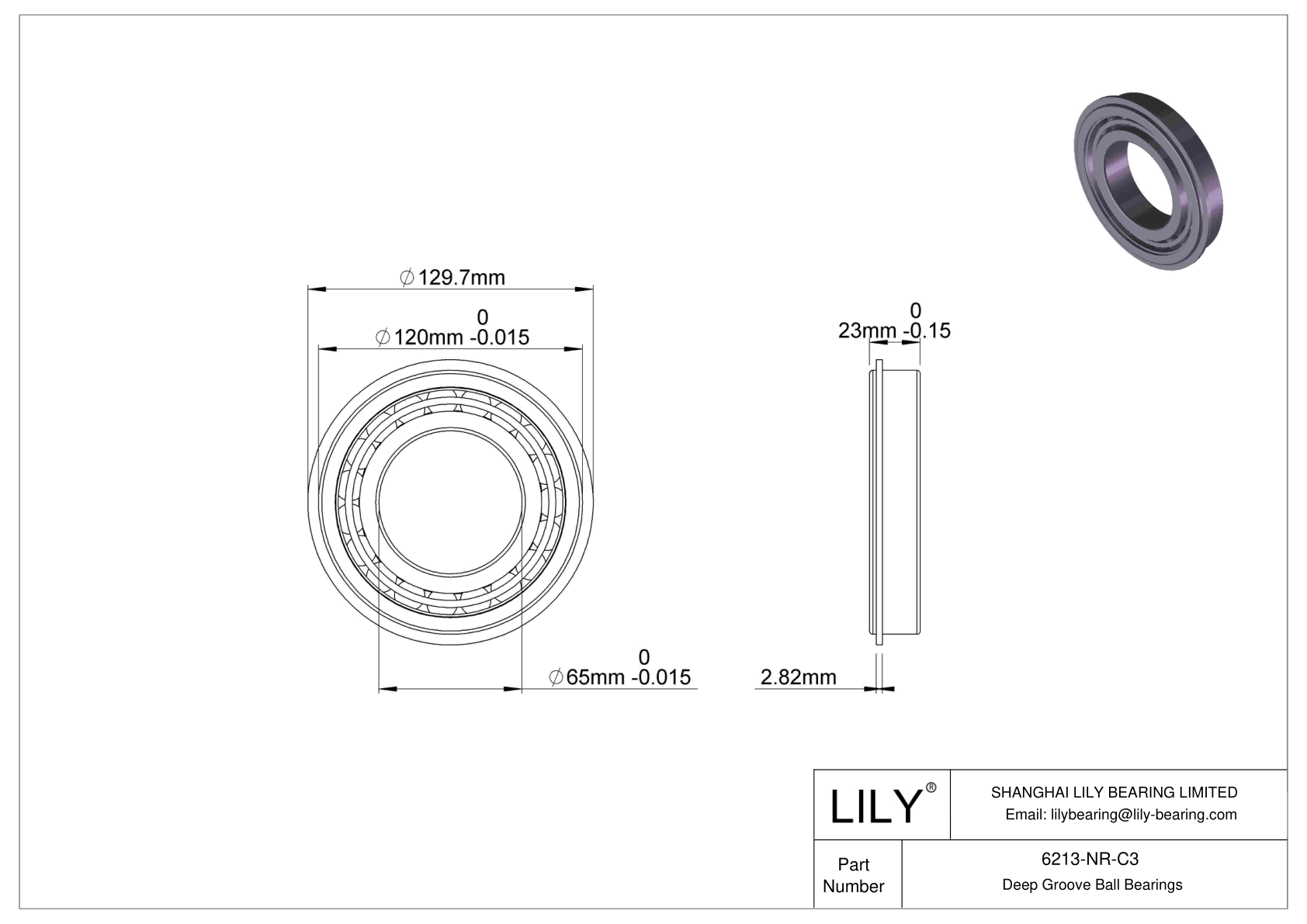 6213-NR-C3 Deep Groove Ball Bearings (6000, 6200, 6300, 6400) cad drawing