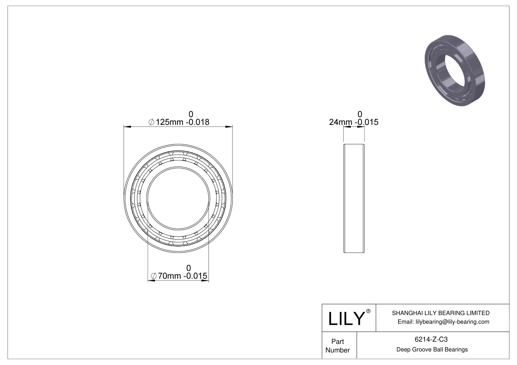 6214-Z-C3 High-Temperature Bearing cad drawing