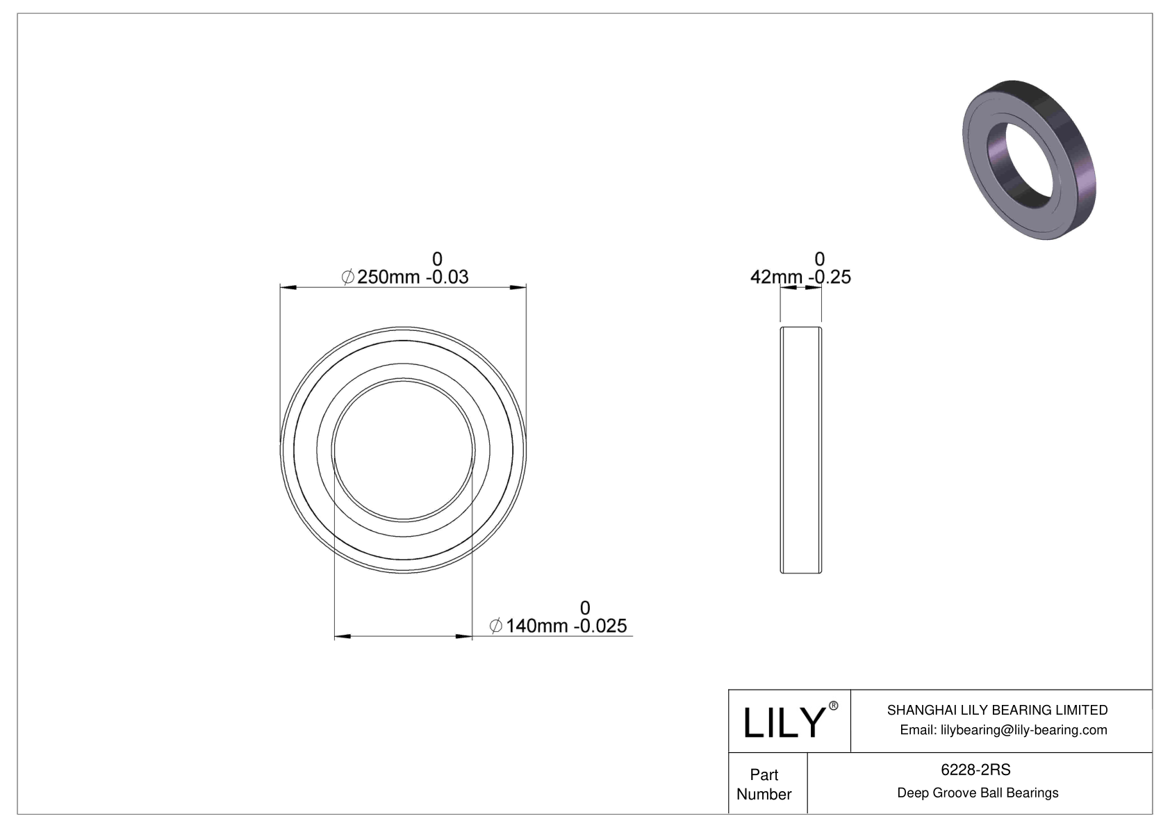 6228-2RS Rodamientos rígidos a bolas (6000, 6200, 6300, 6400) cad drawing