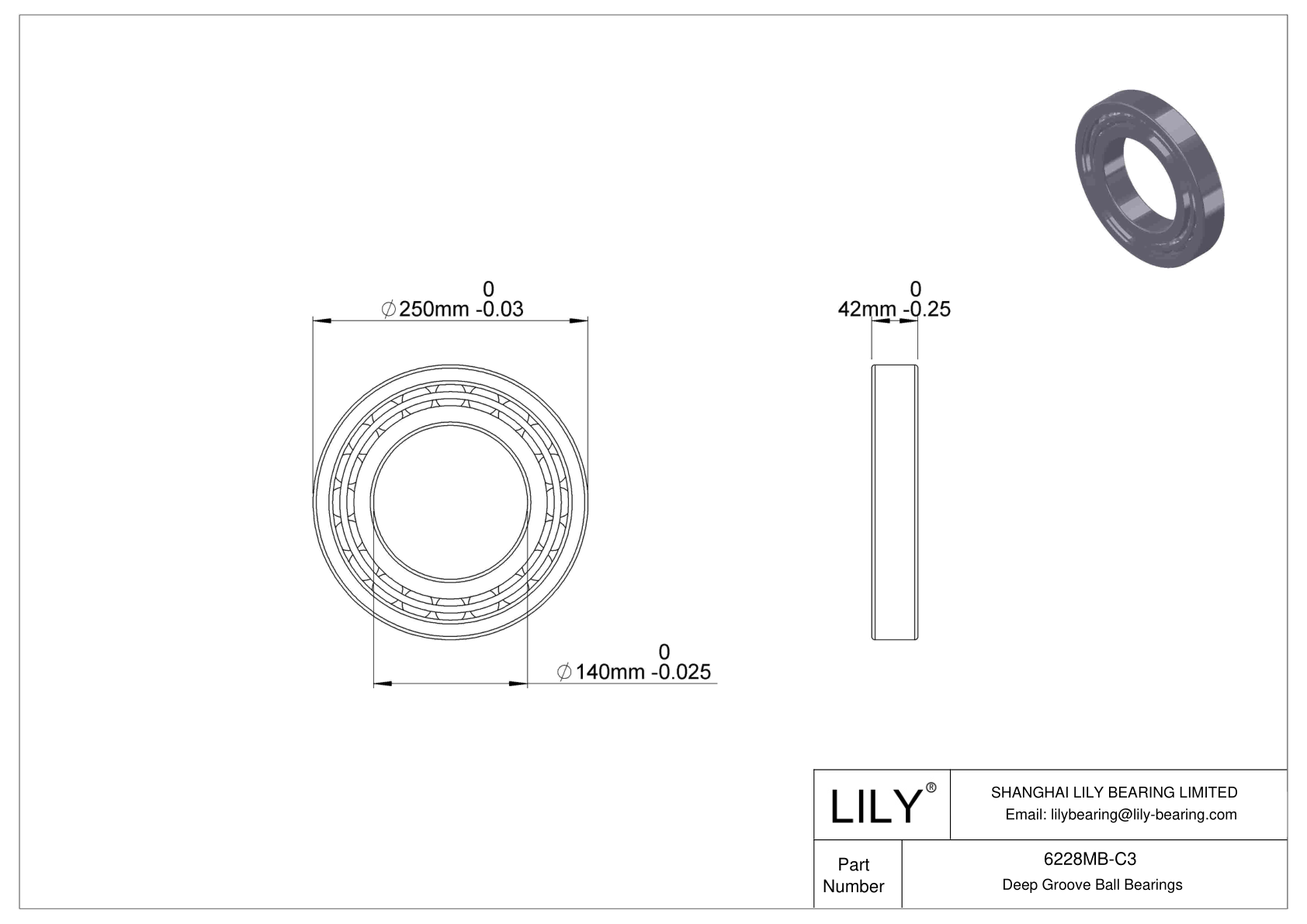 6228MB-C3 深沟球轴承（6000、6200、6300、6400） cad drawing