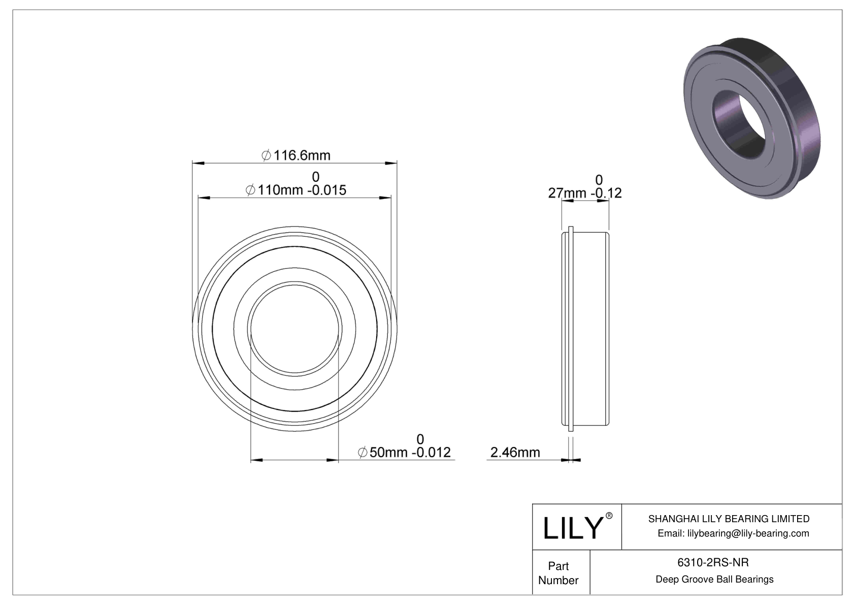 6310-2RS-NR Rodamientos rígidos a bolas (6000, 6200, 6300, 6400) cad drawing