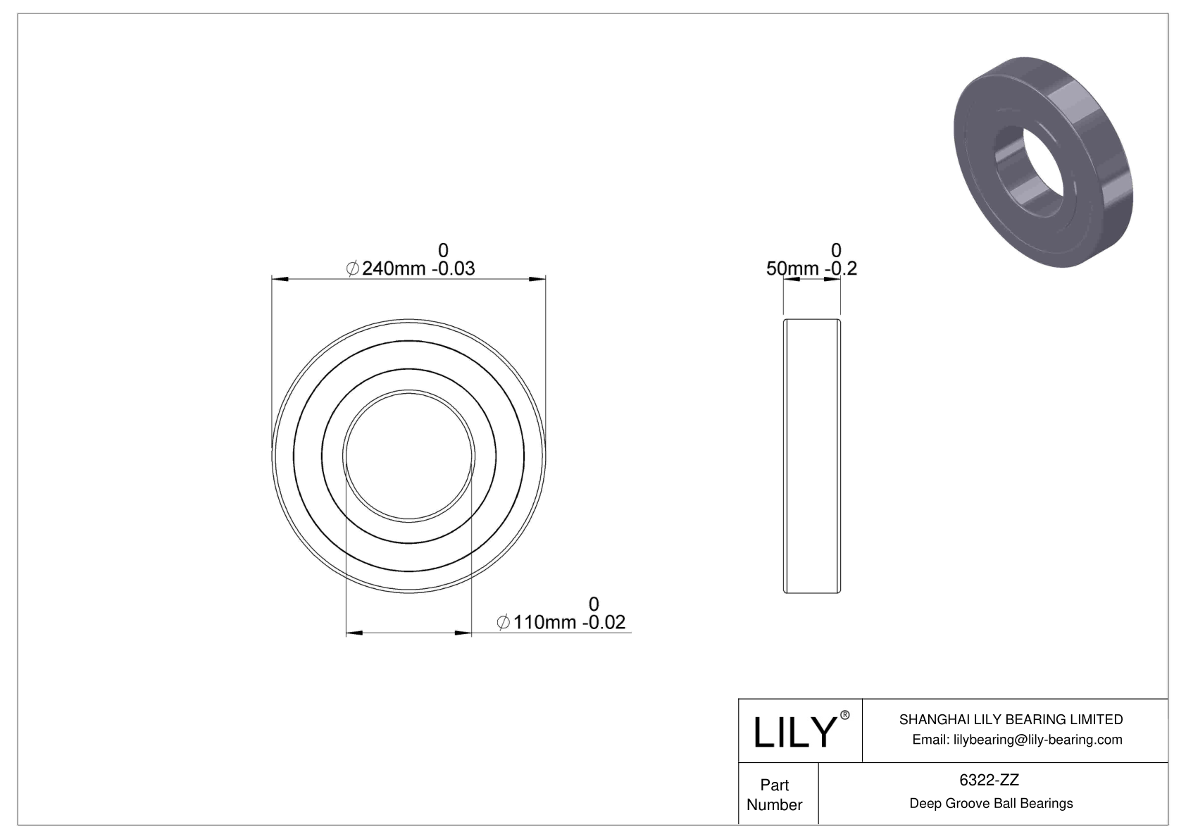 6322-ZZ 深沟球轴承（6000、6200、6300、6400） cad drawing