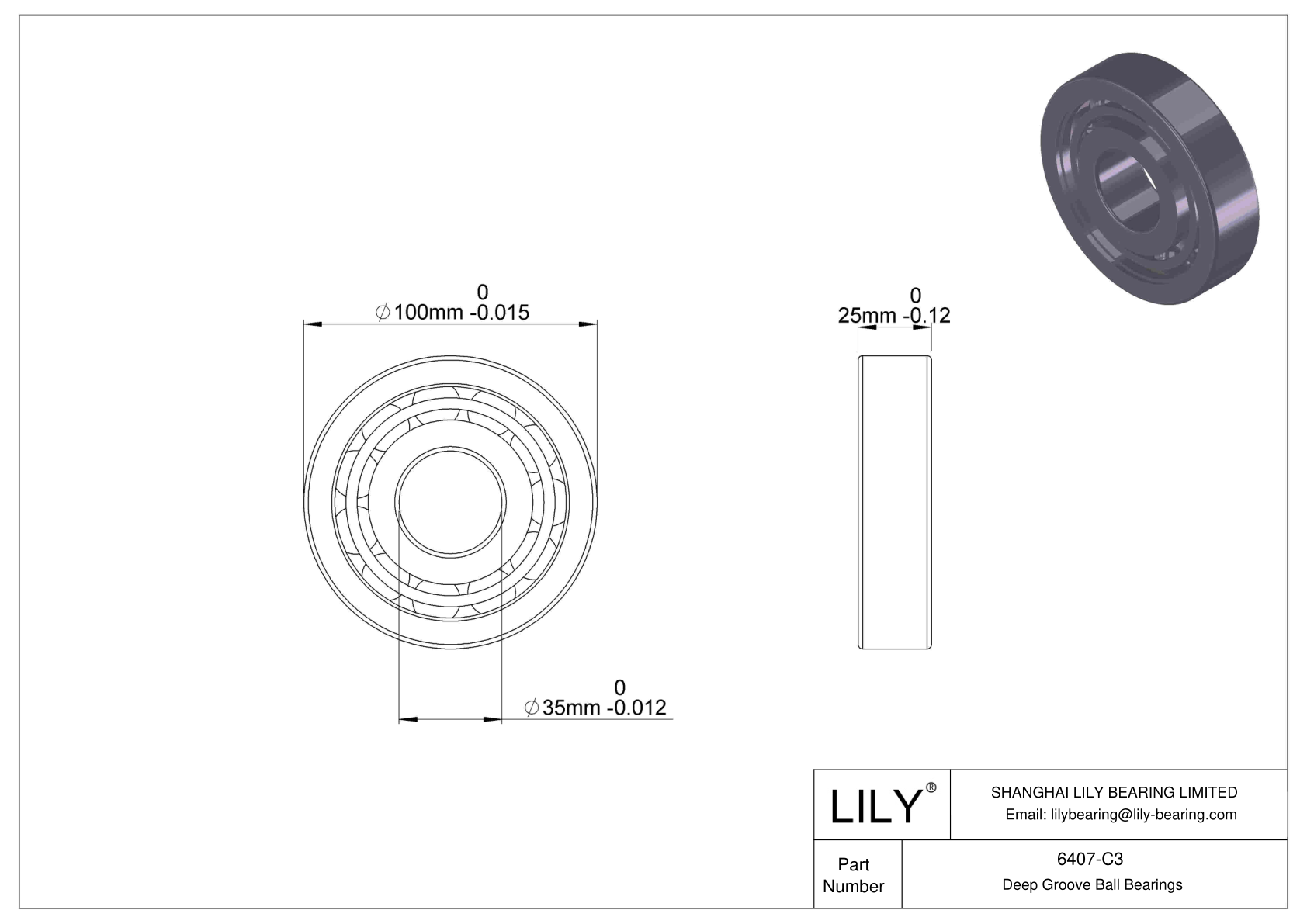 6407-C3 高温轴承 cad drawing