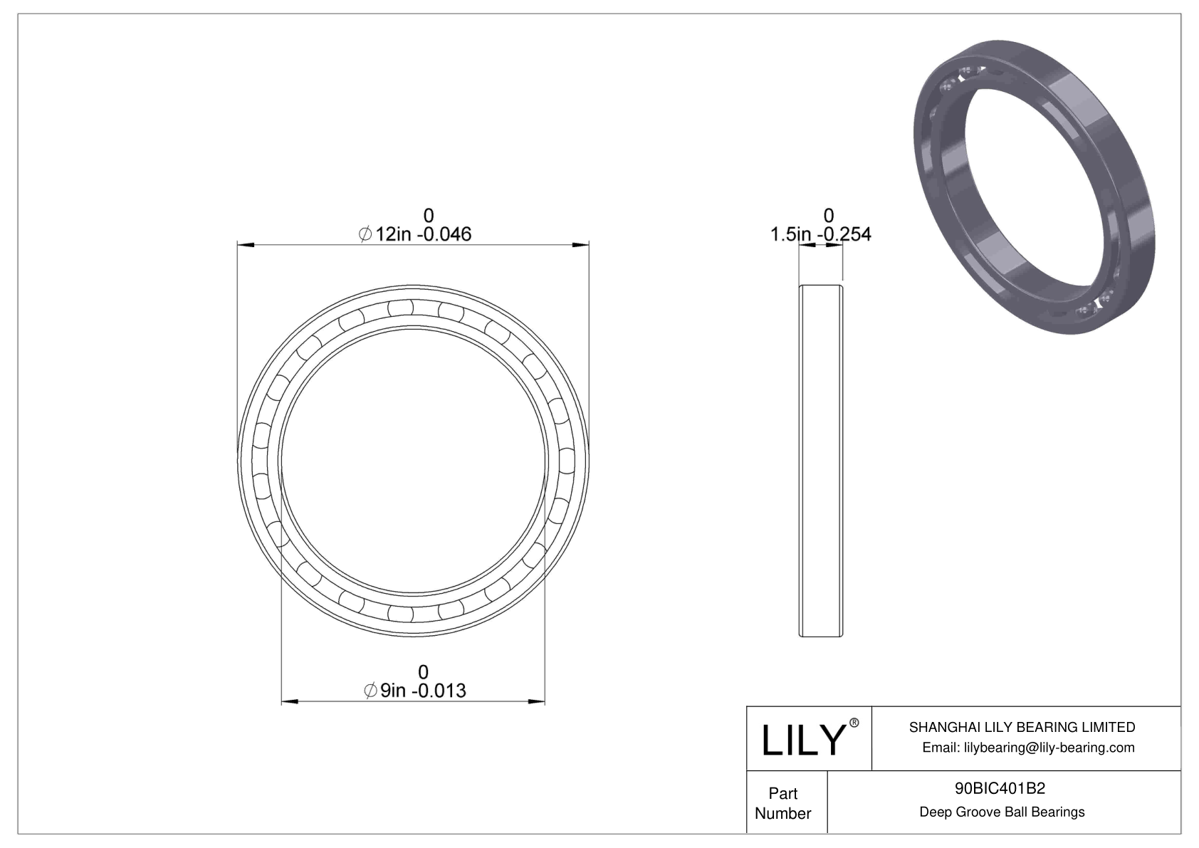 90BIC401B2 法弗尼尔大型英制球轴承（XLS，BIC） cad drawing