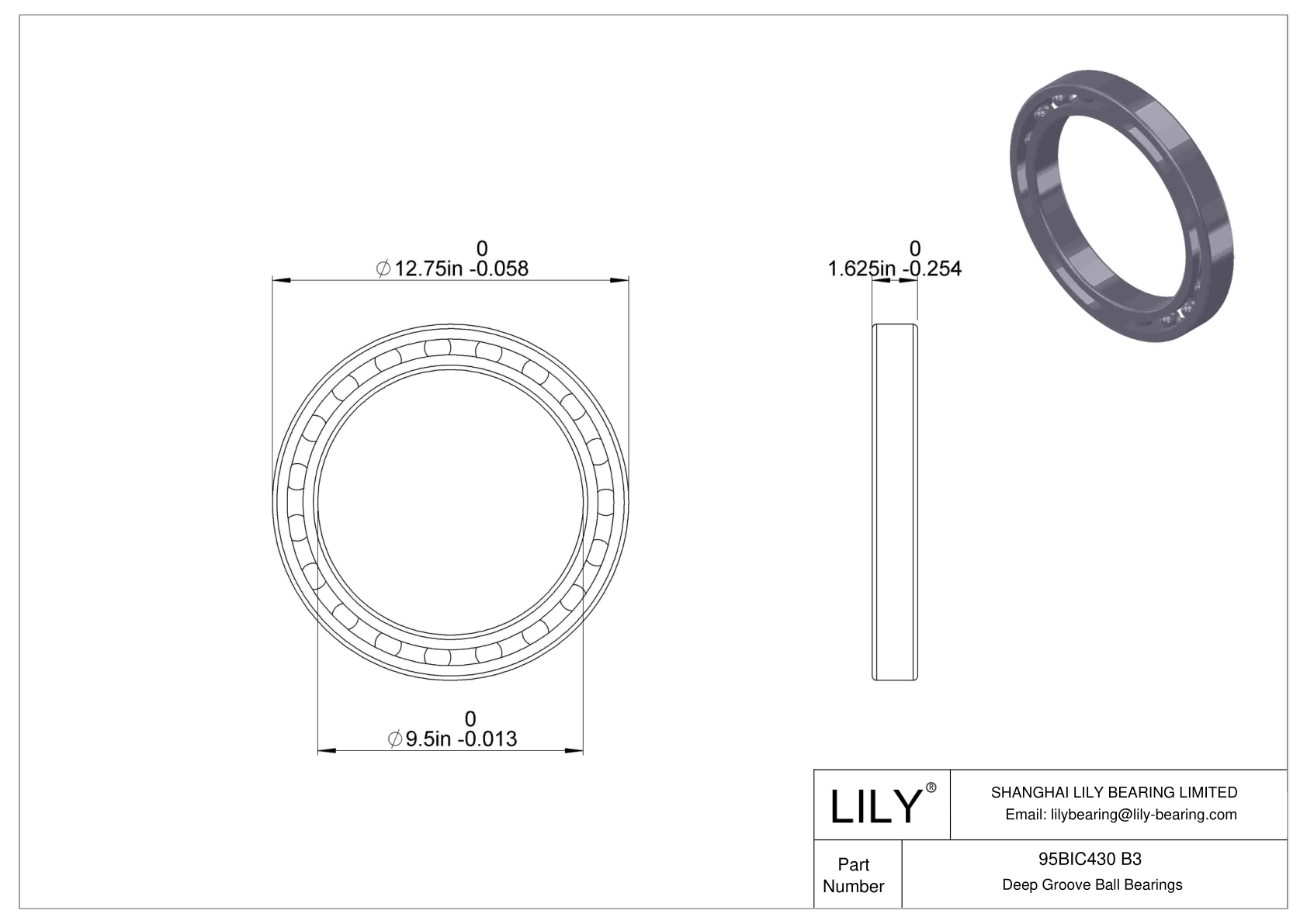 95BIC430 B3 Fafnir Large Imperial Ball Bearings (XLS, BIC) cad drawing