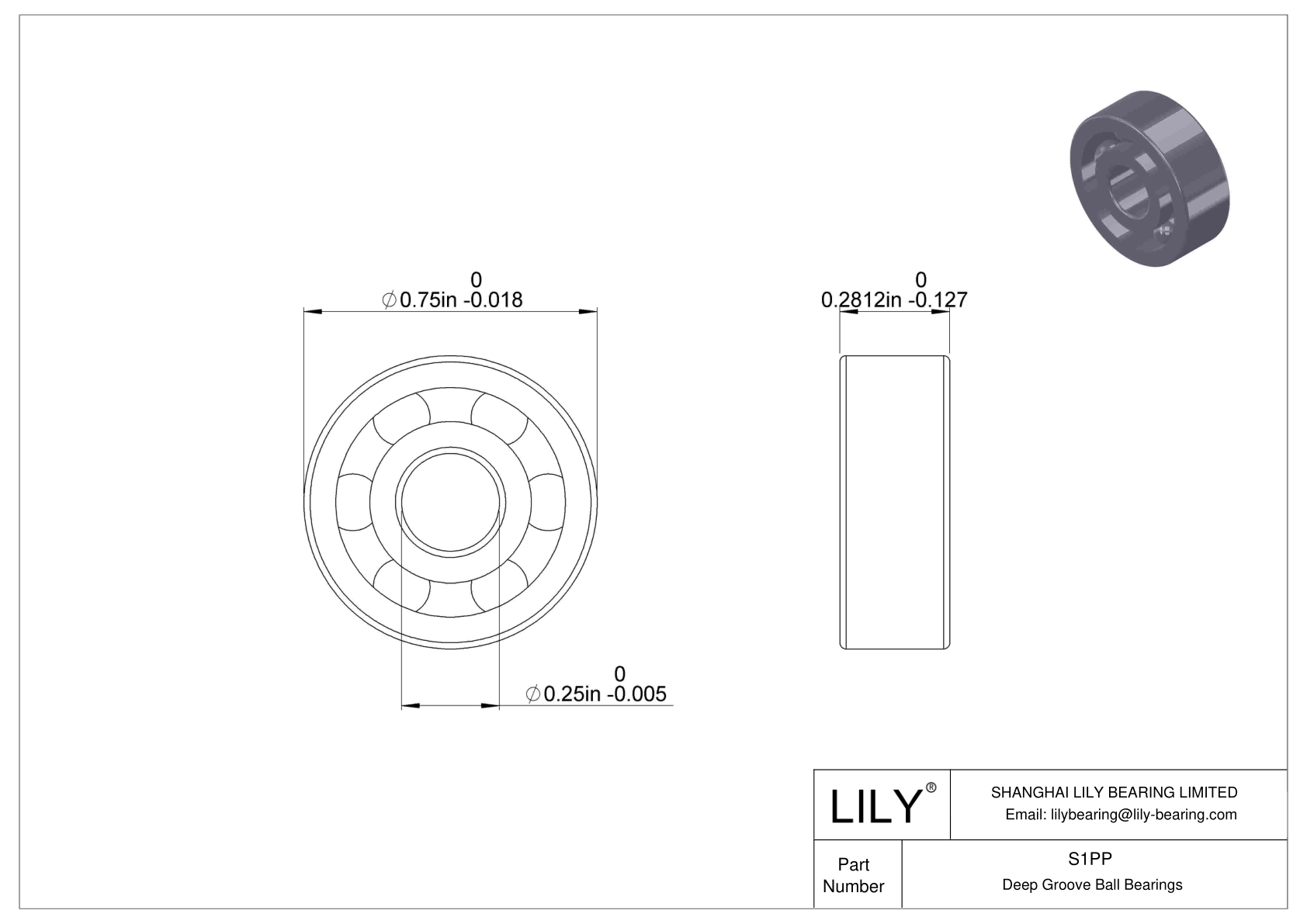 S1PP Fafnir Miniature Ball Bearings (S..K) cad drawing