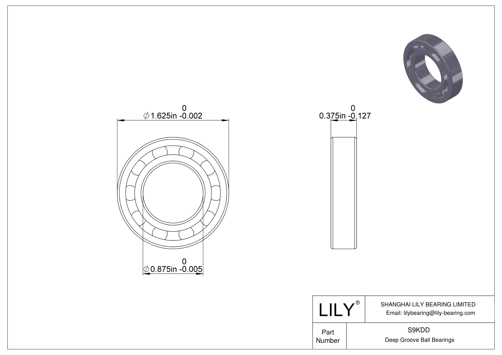 S9KDD 法弗尼尔微型球轴承（S...K） cad drawing