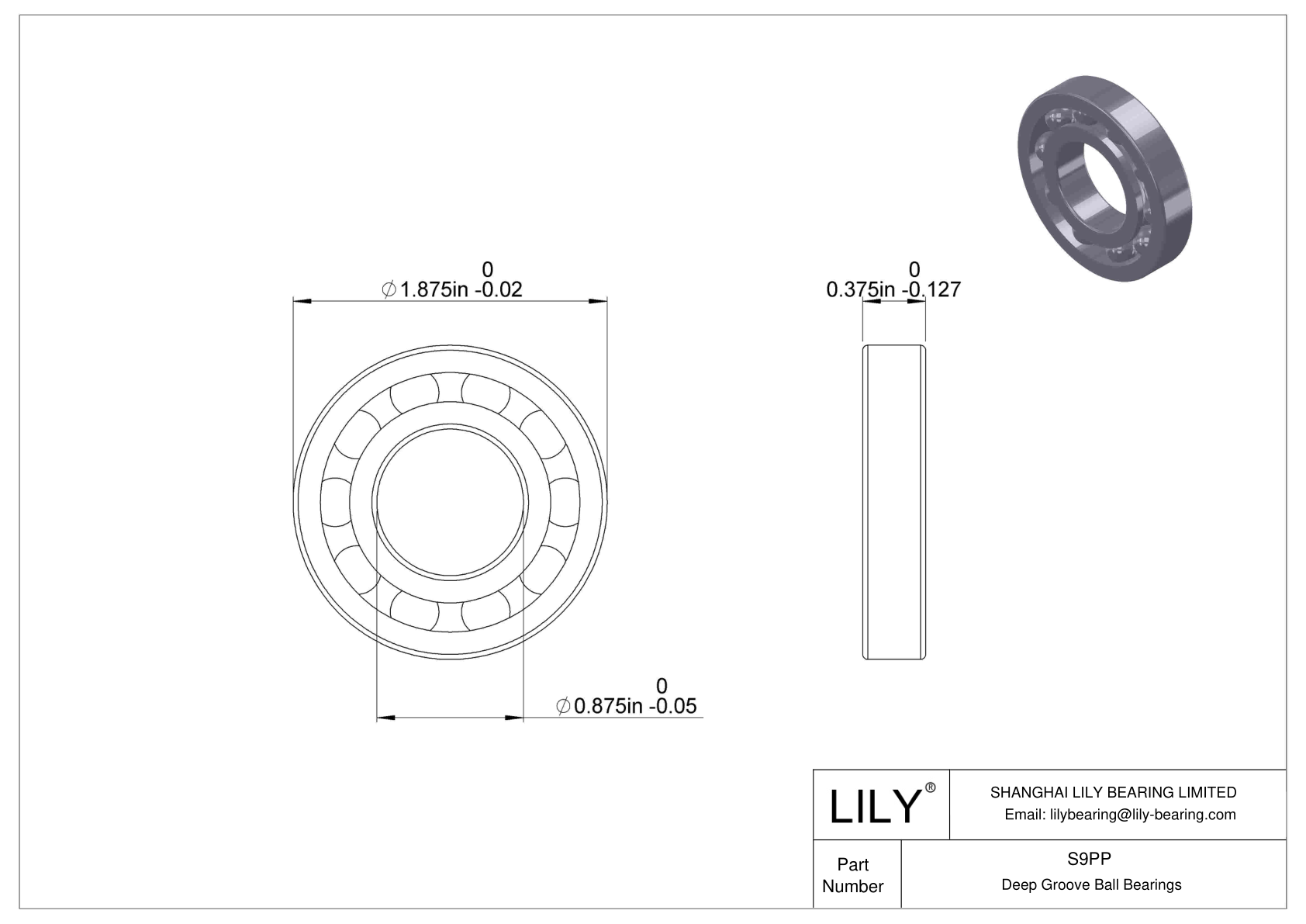 S9PP Rodamientos de Bolas Miniatura Fafnir (S..K) cad drawing