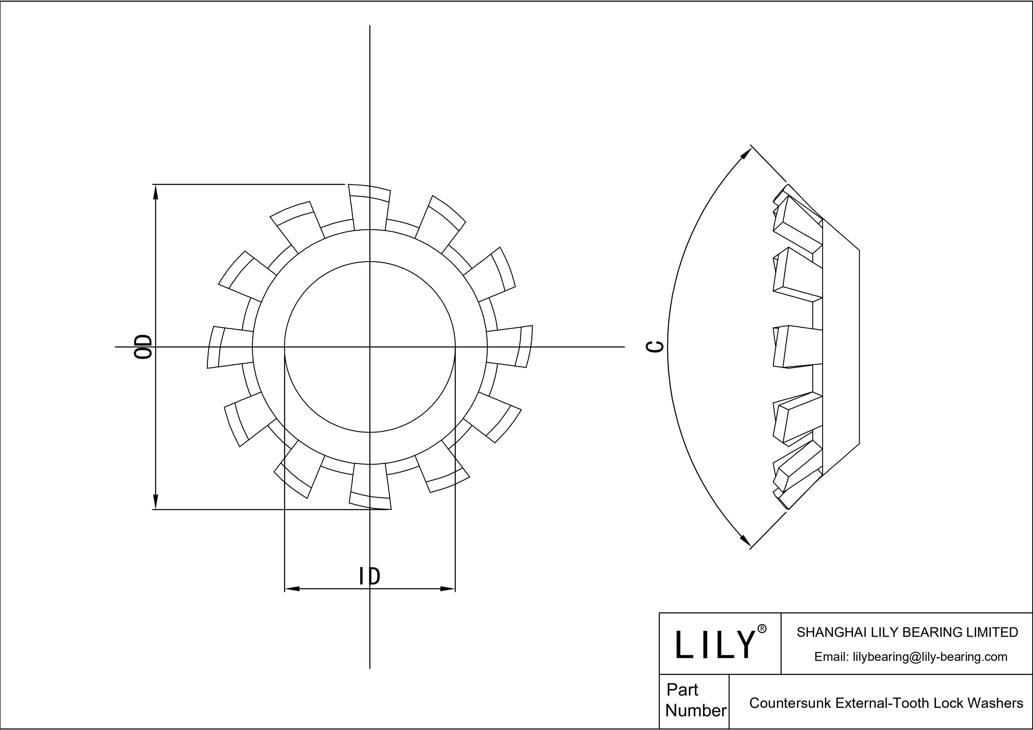 JAAGJABDA Countersunk External-Tooth Lock Washers cad drawing