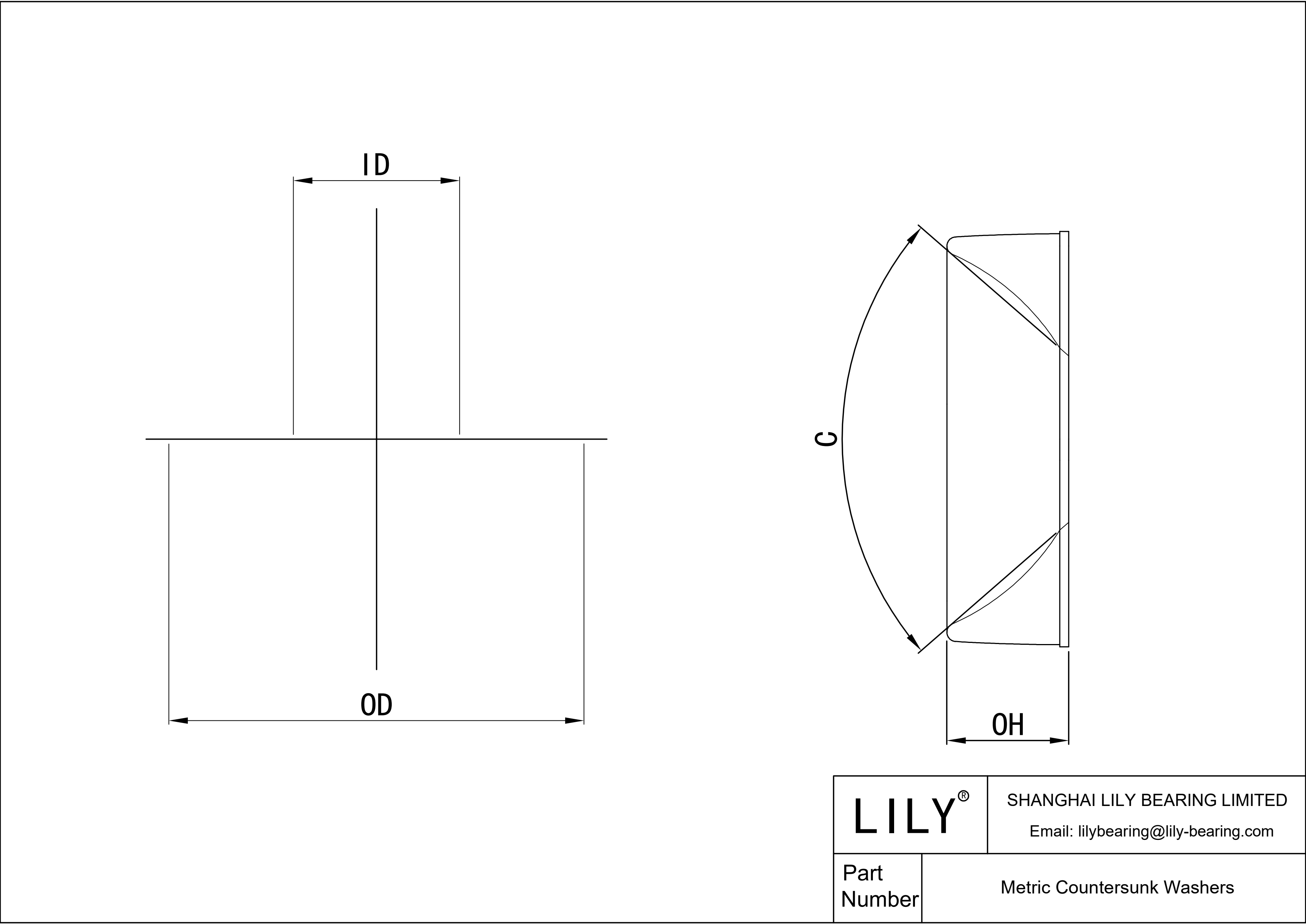 JIECEACAA Metric Countersunk Washers cad drawing